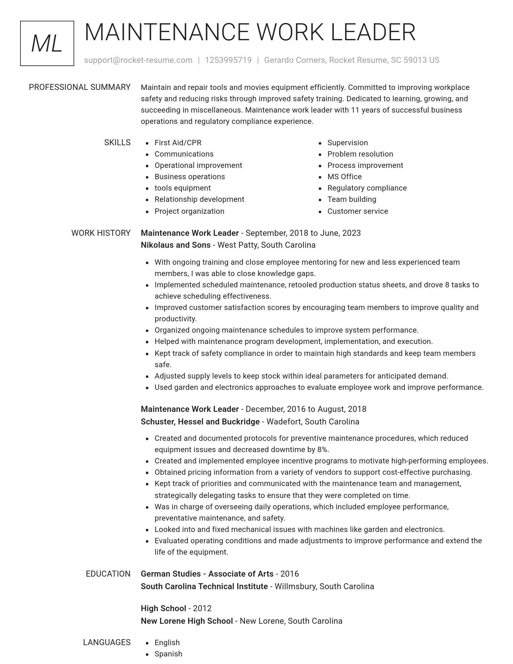 Renowned resume template