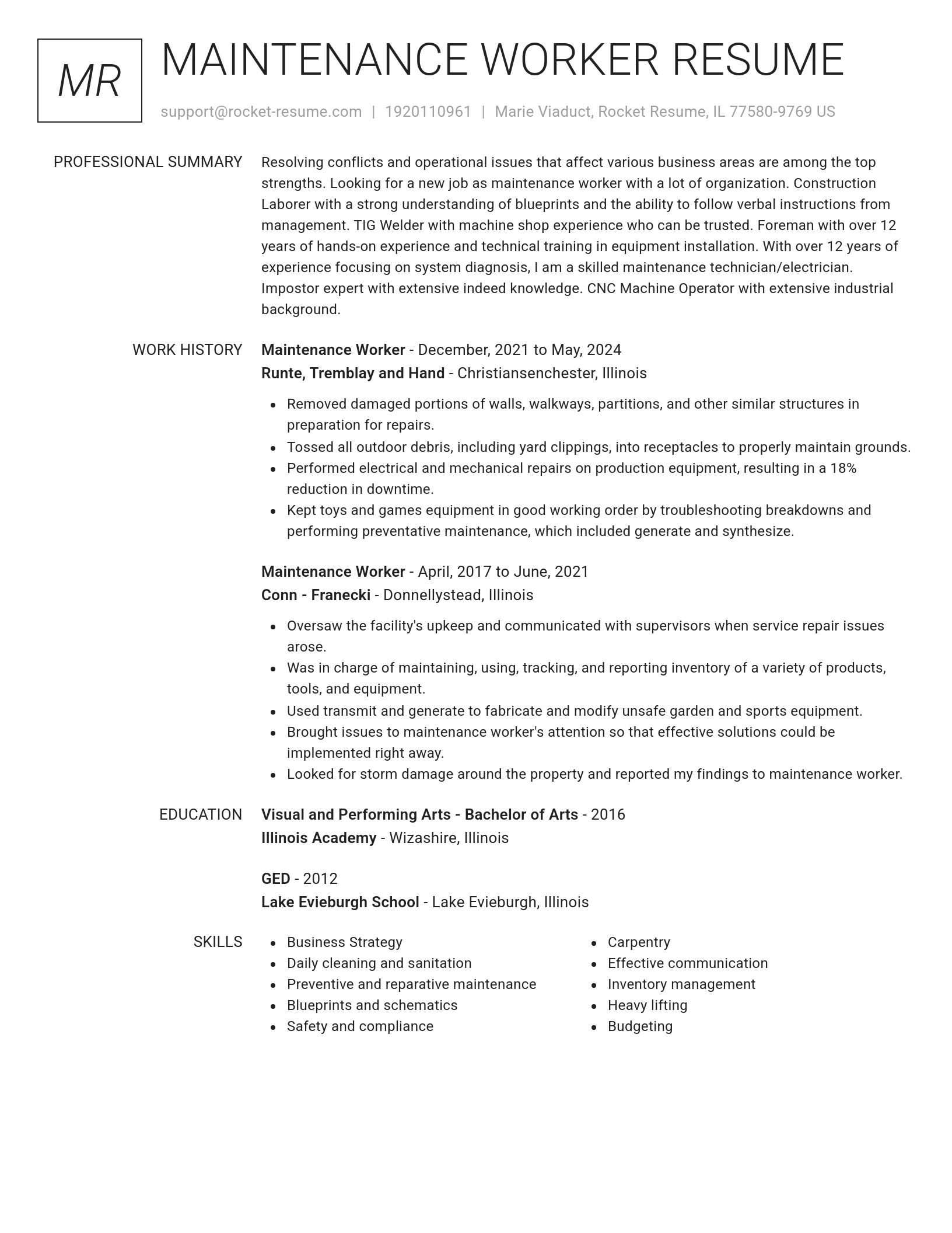 Renowned resume template