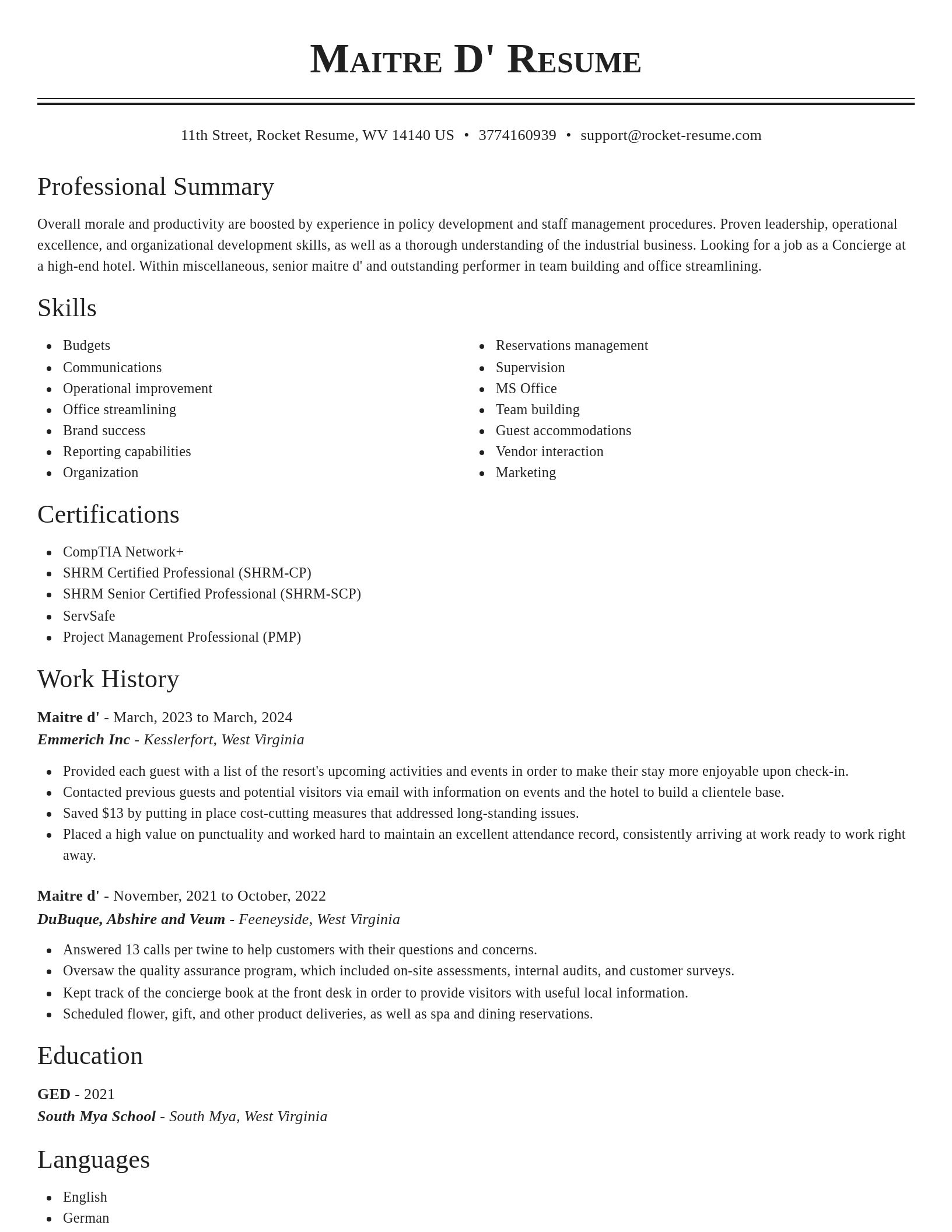 Classic resume template