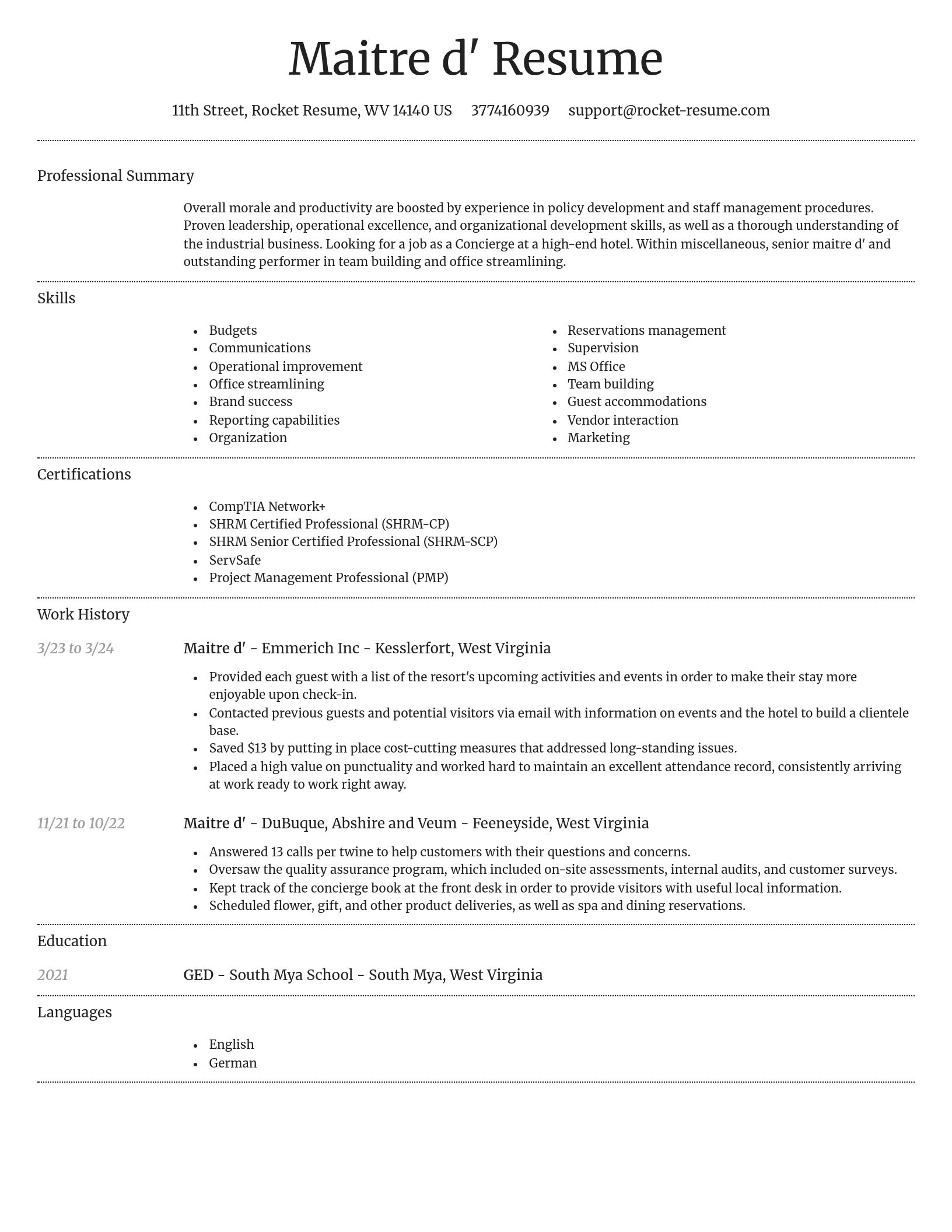 Dignified resume template