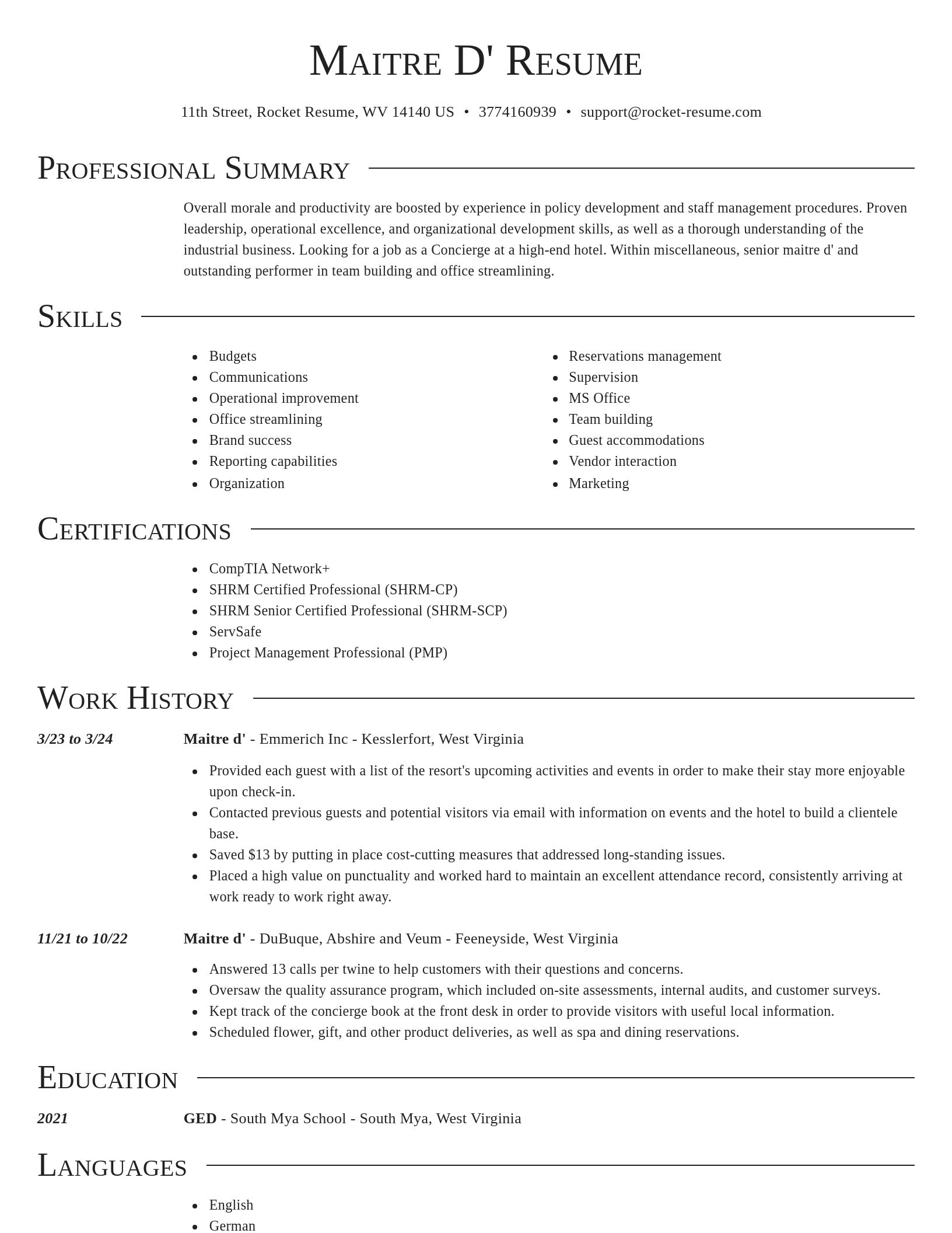 Director resume template