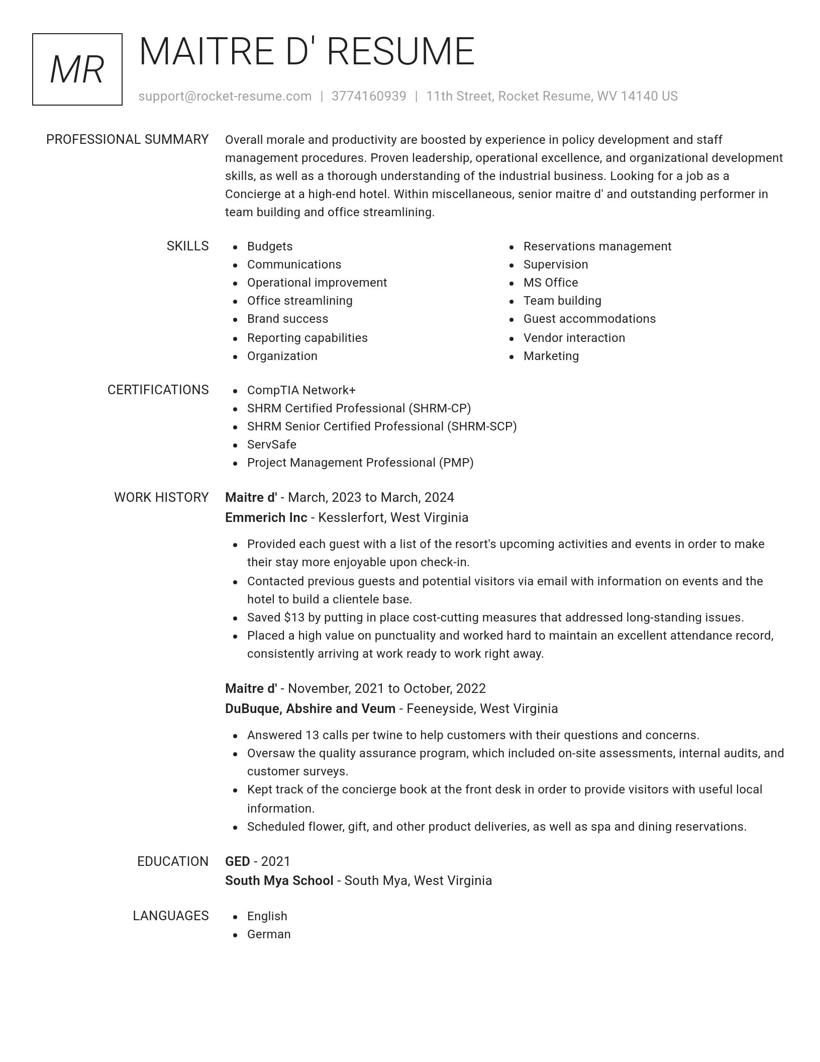 Renowned resume template