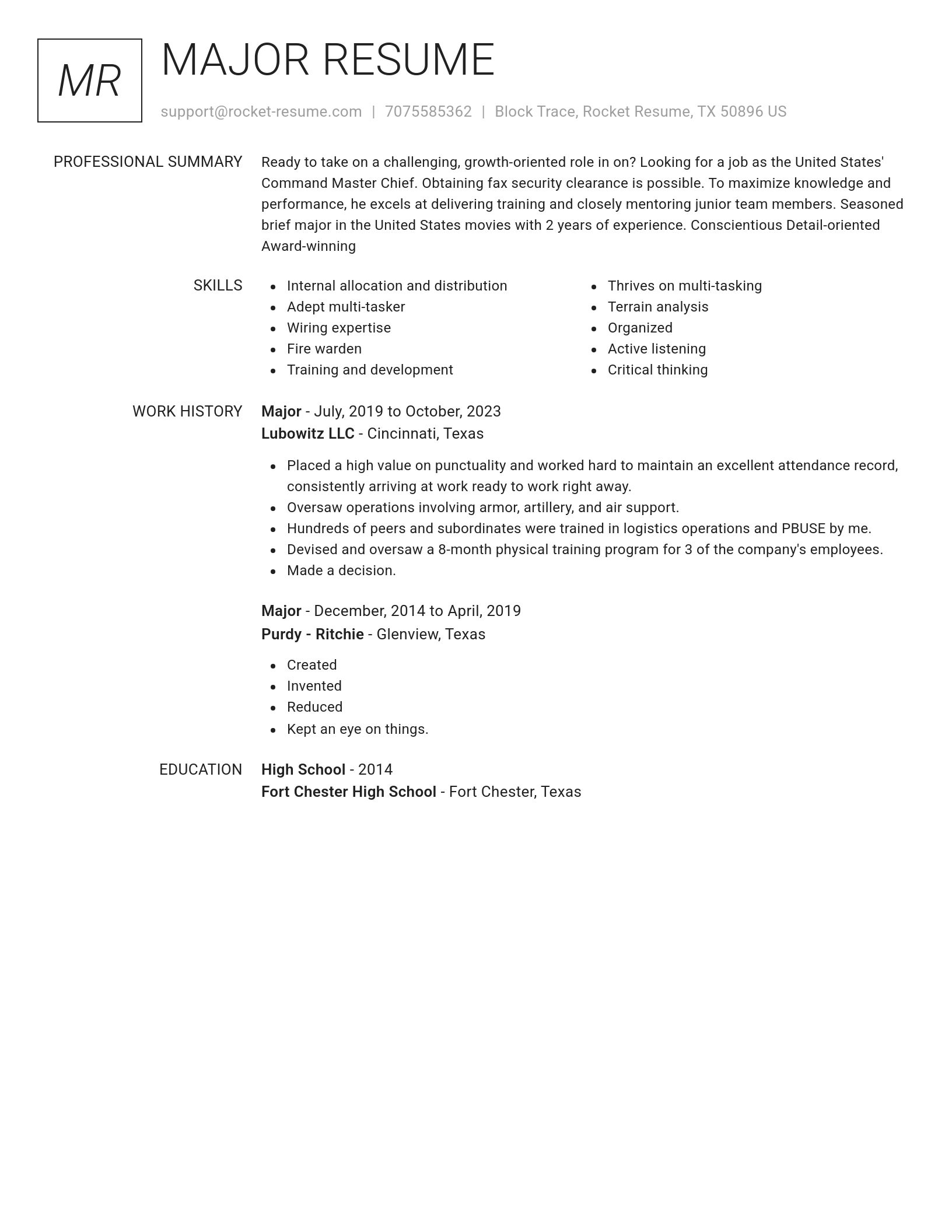 Renowned resume template