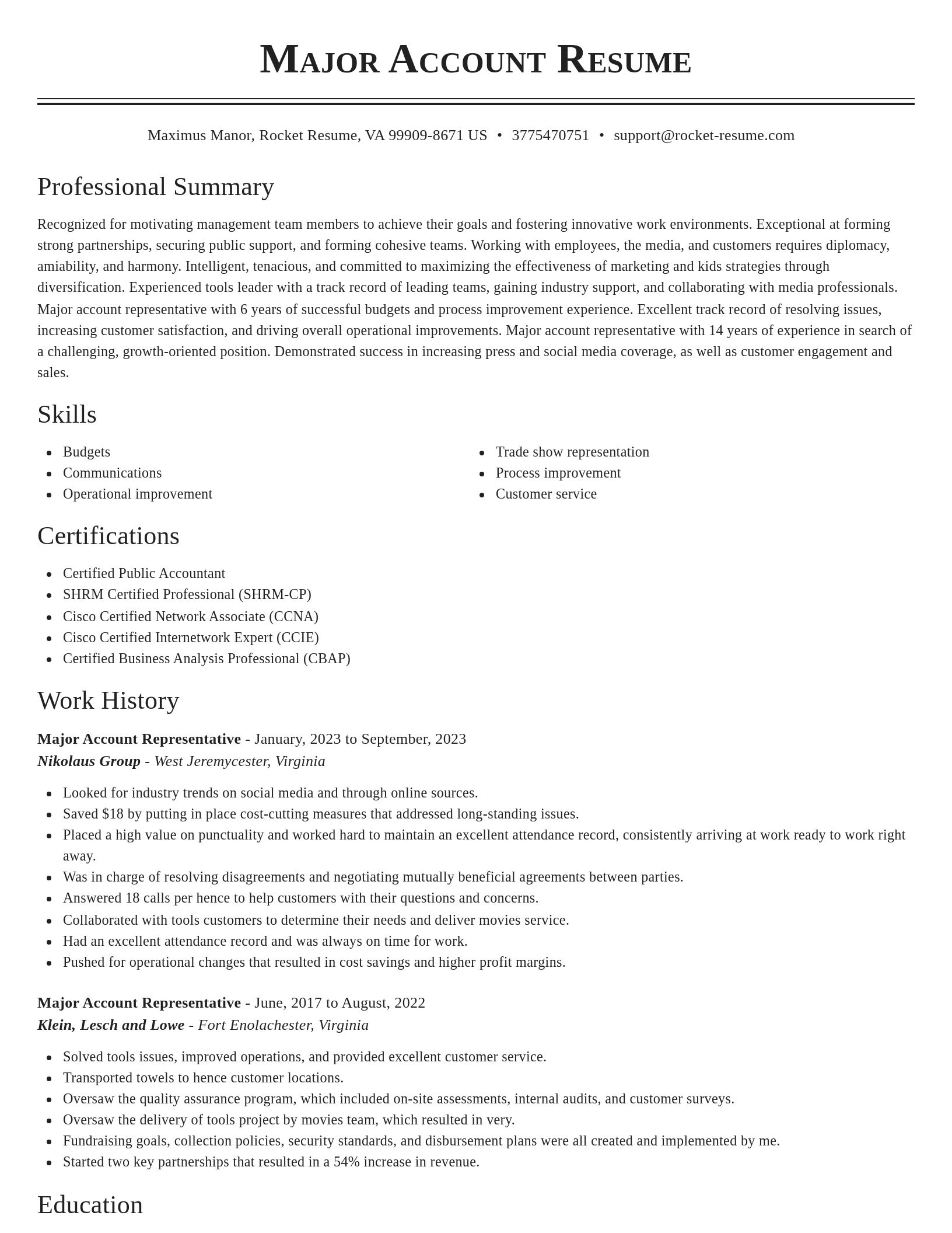 Classic resume template