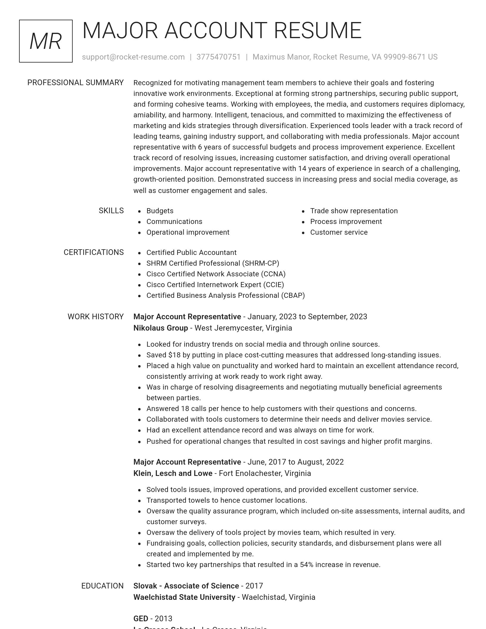 Renowned resume template