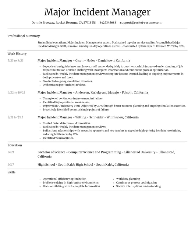 Dignified resume template