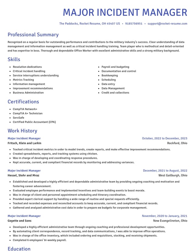 Novel resume template