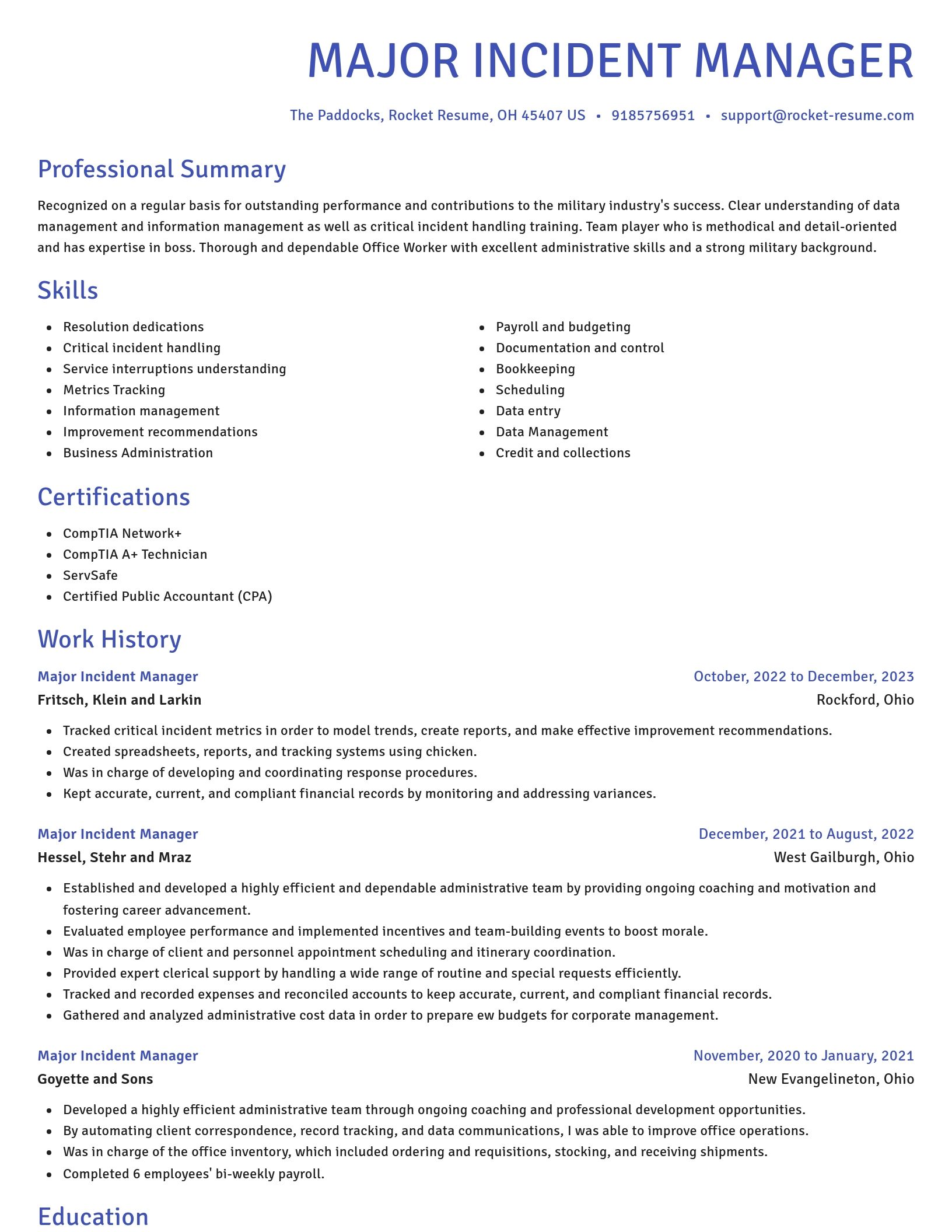 Novel resume template