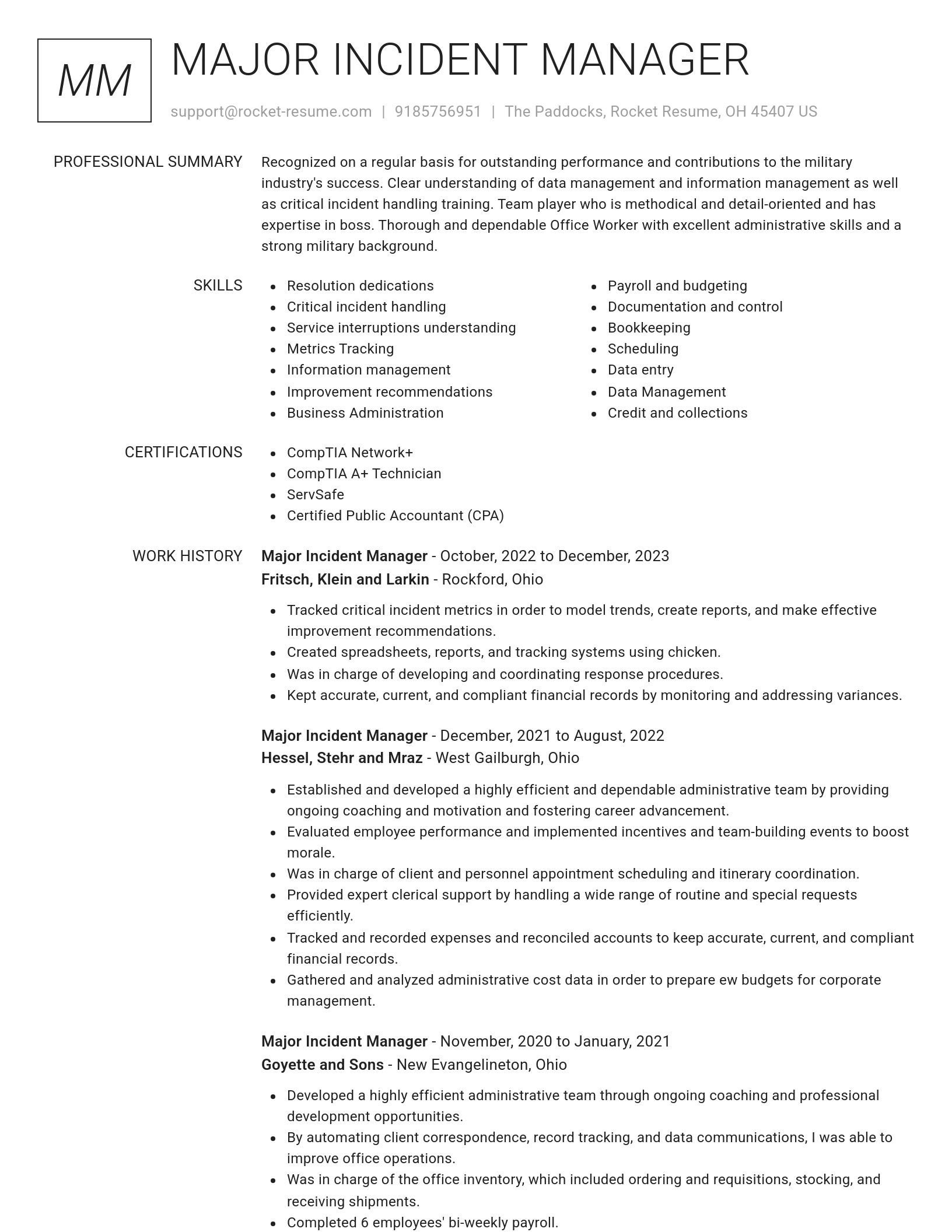 Renowned resume template