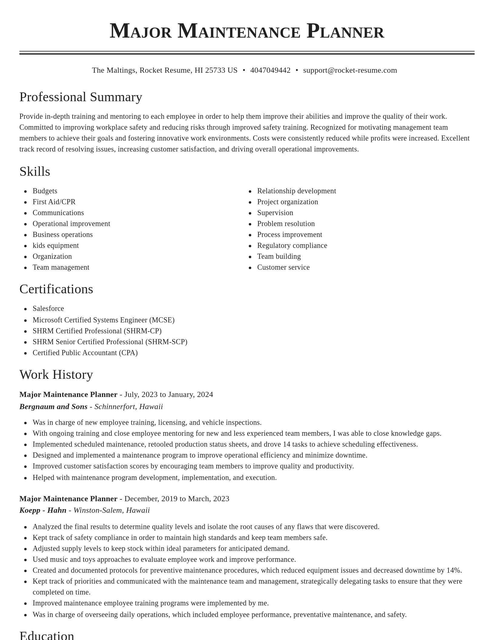 Classic resume template