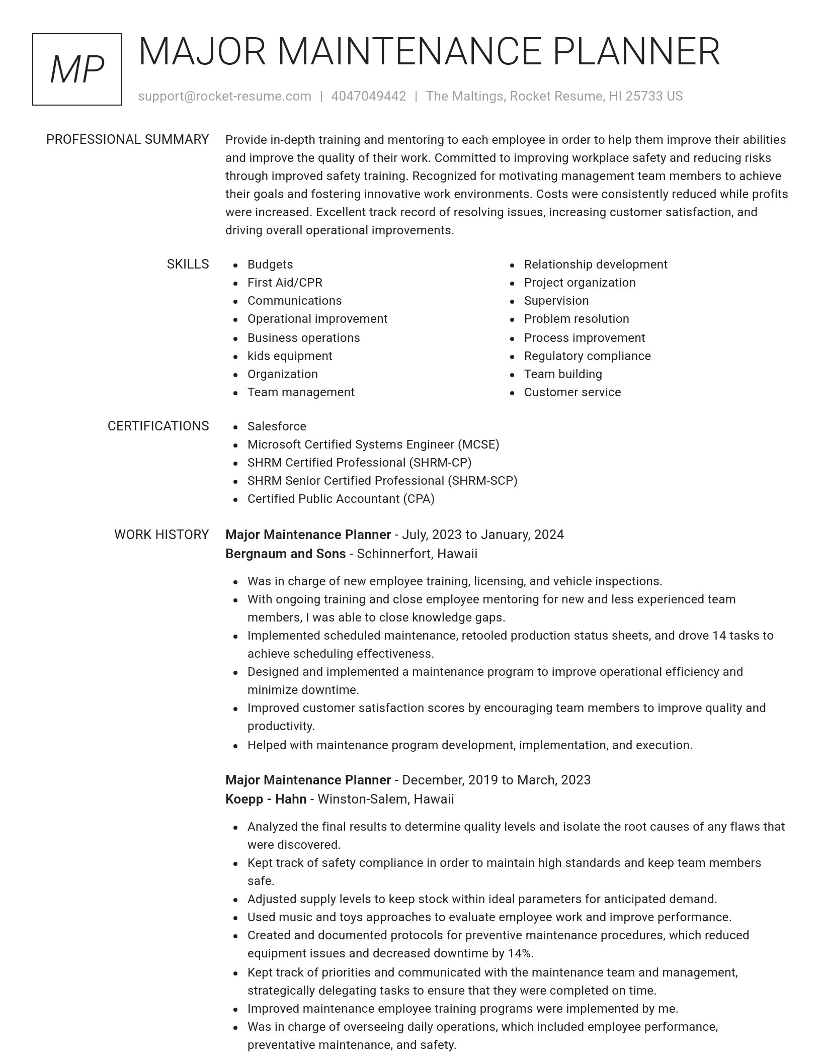Renowned resume template