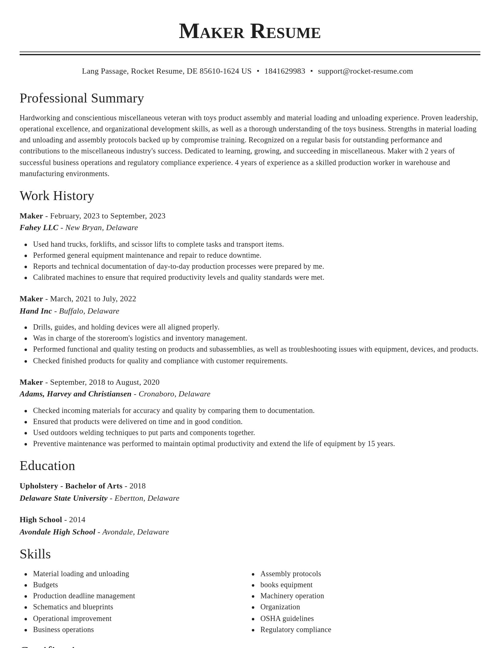 Classic resume template