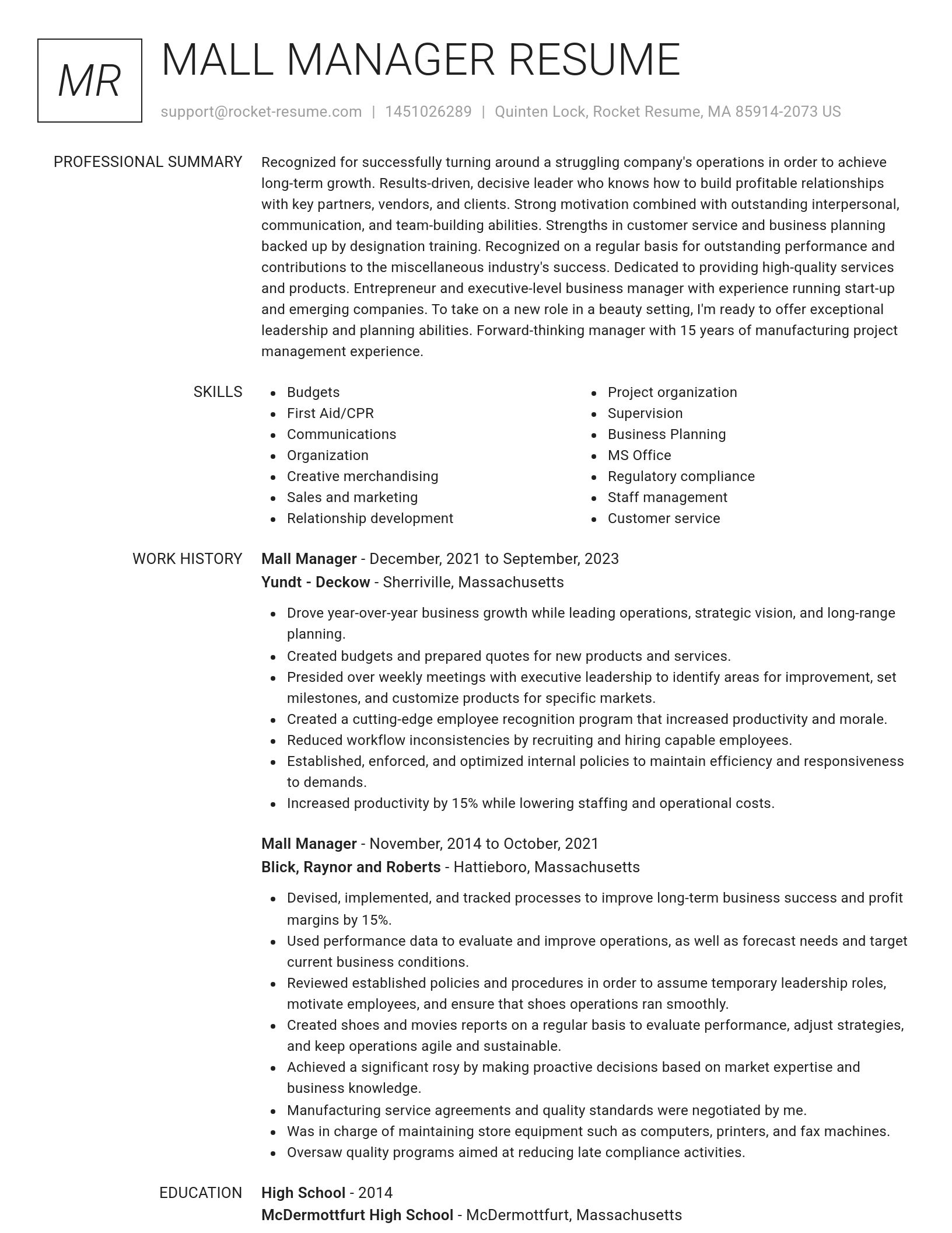 Renowned resume template