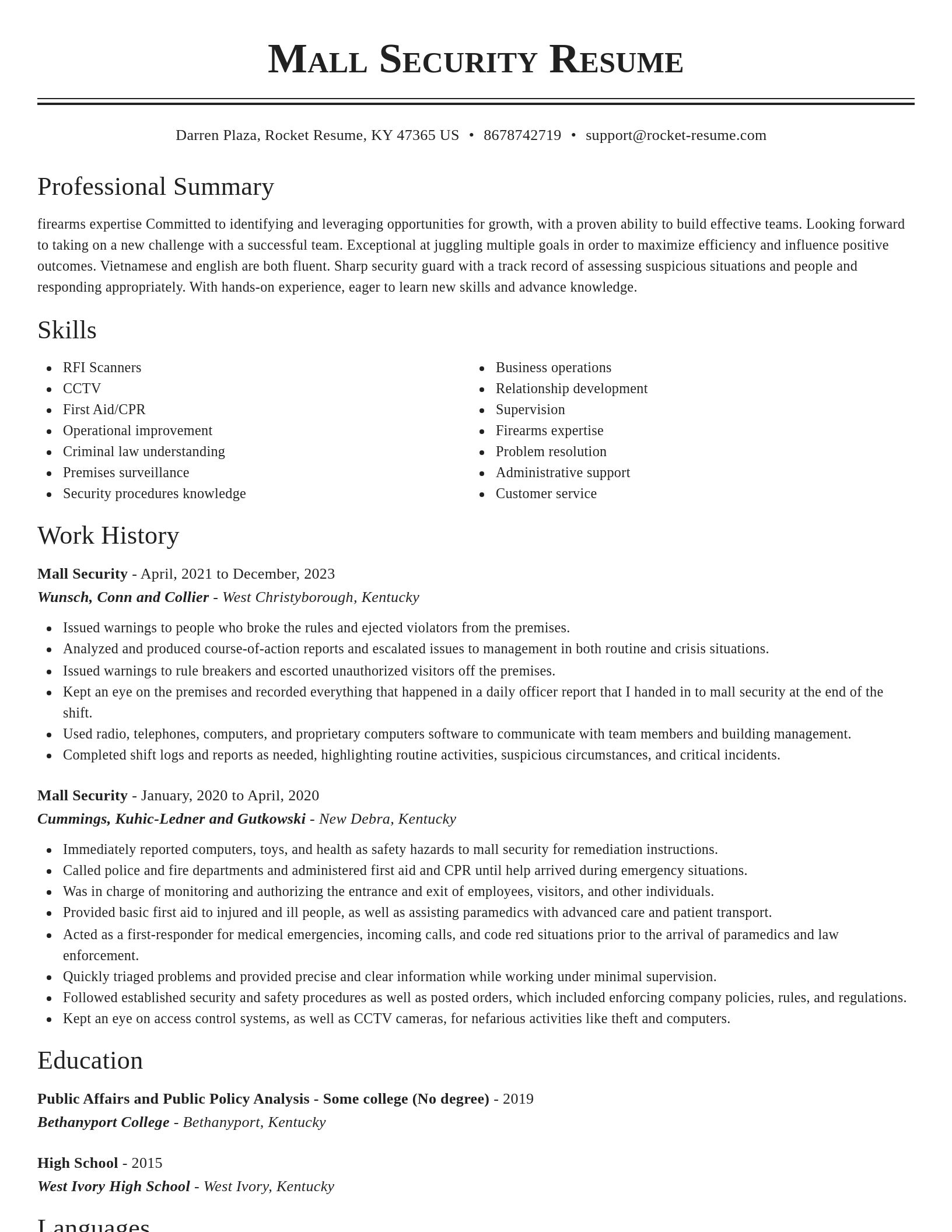 Classic resume template