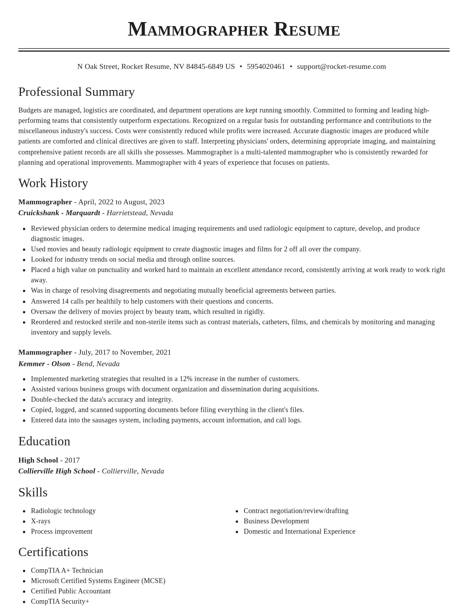 Classic resume template