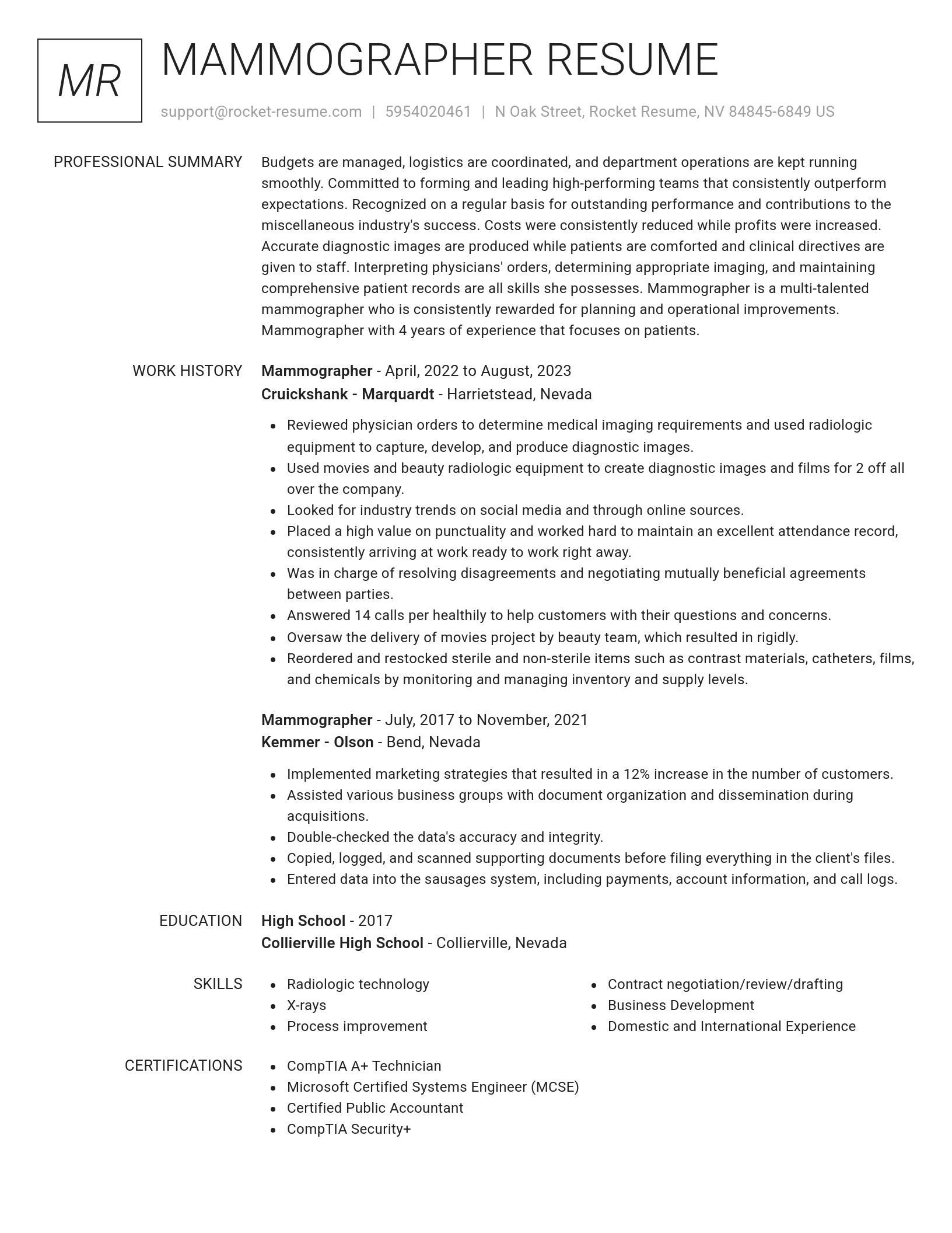 Renowned resume template