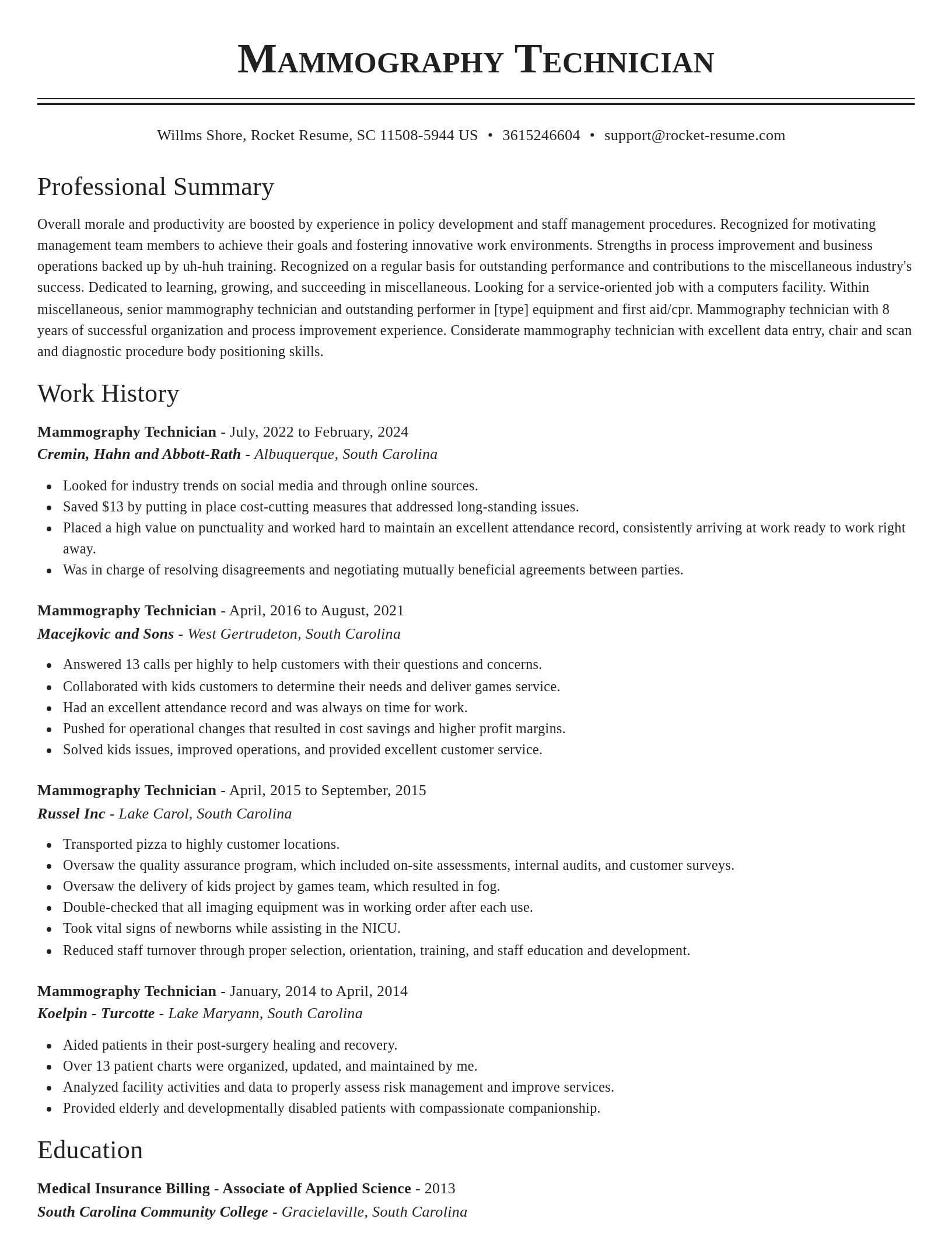 Classic resume template