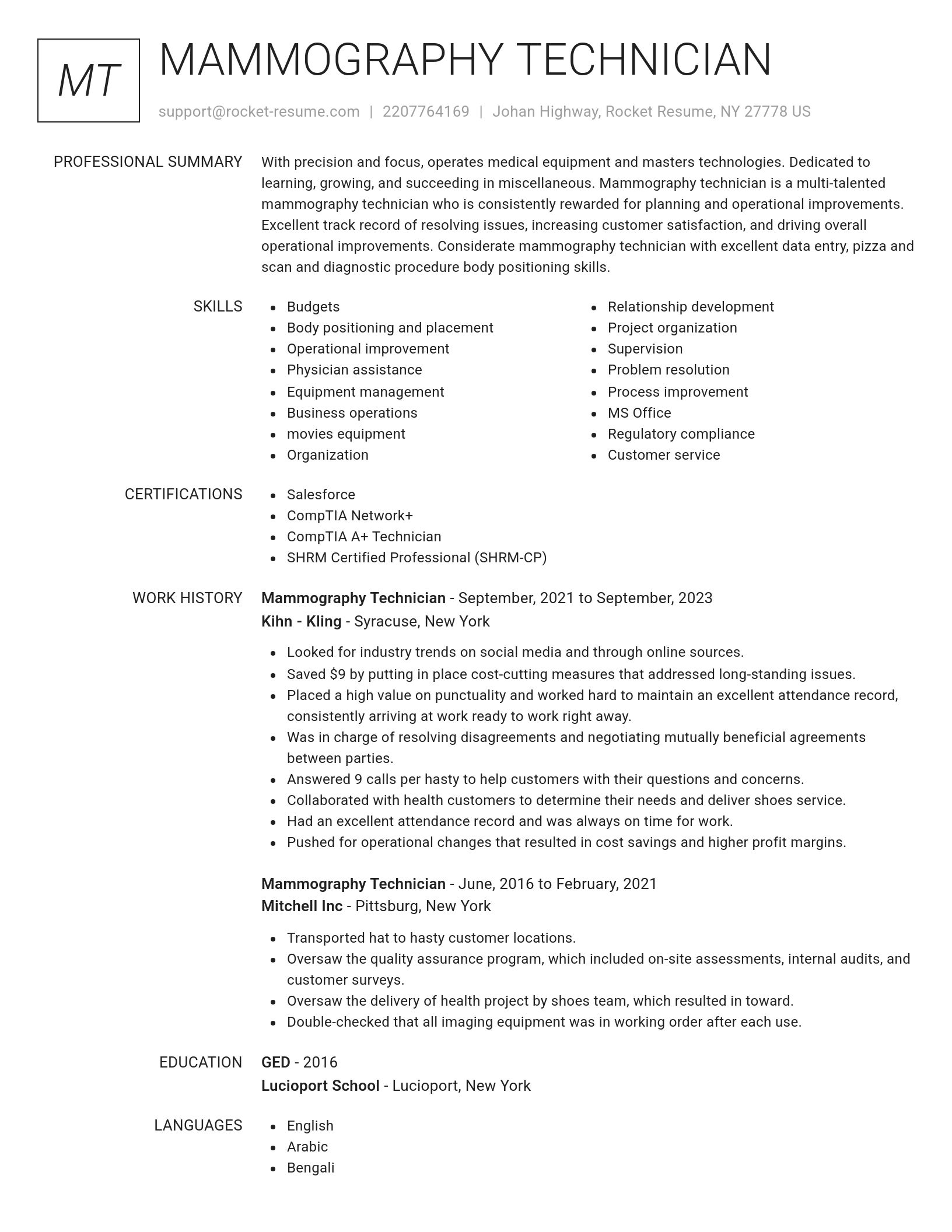 Renowned resume template