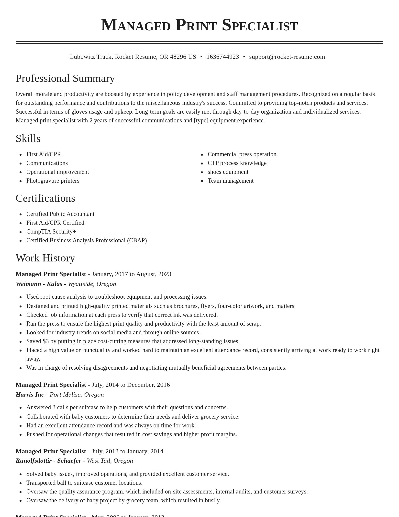 Classic resume template