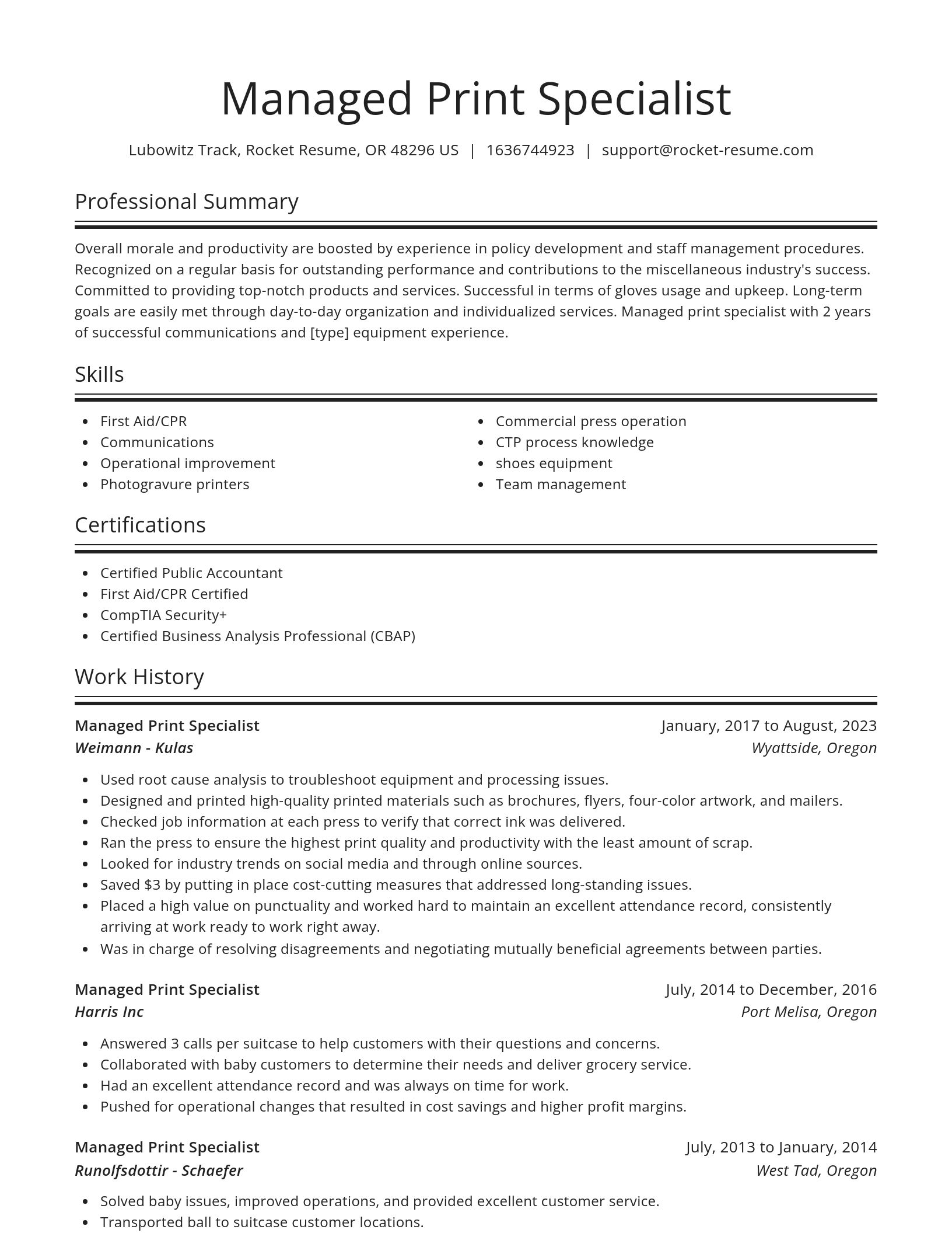 Spotlight resume template