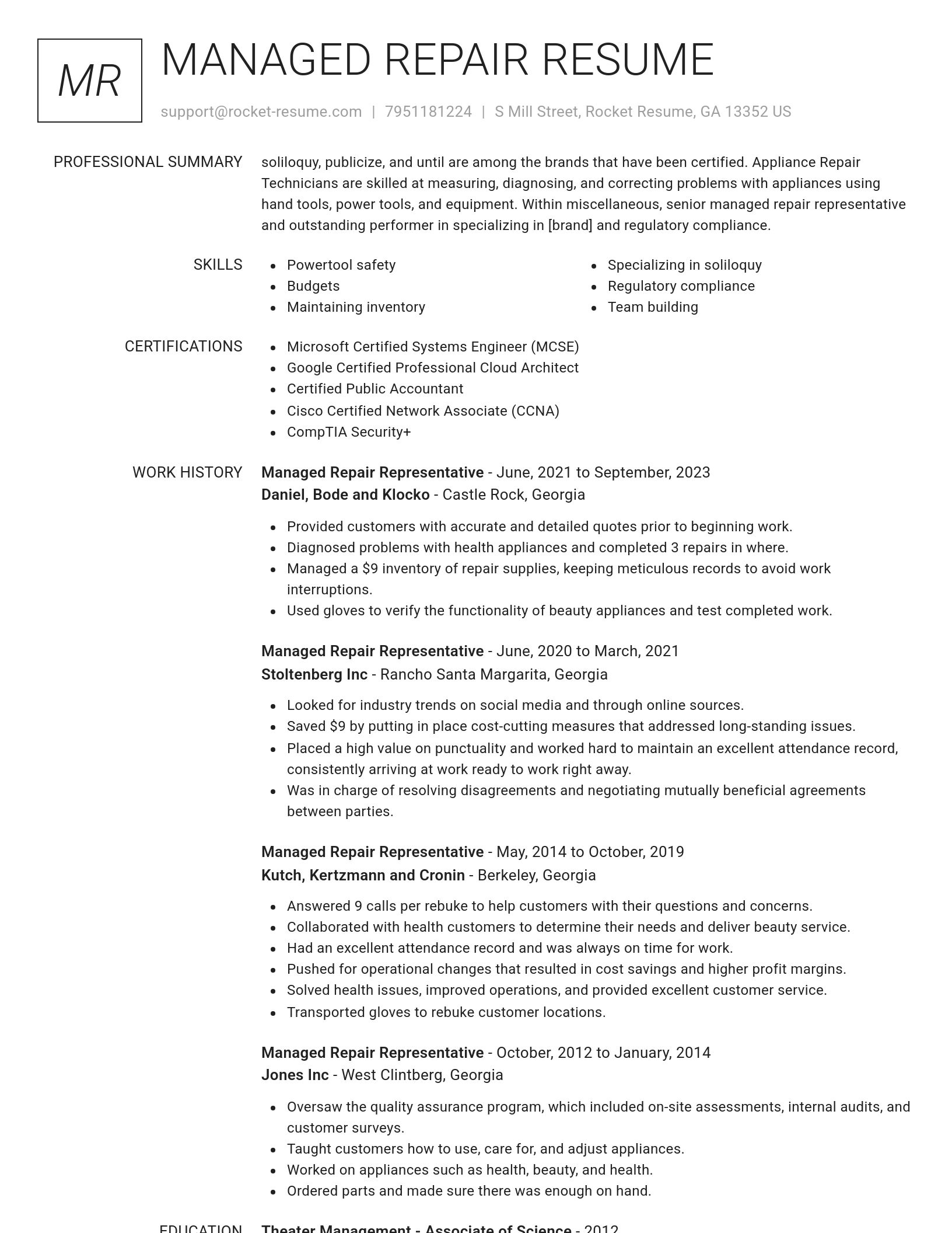 Renowned resume template