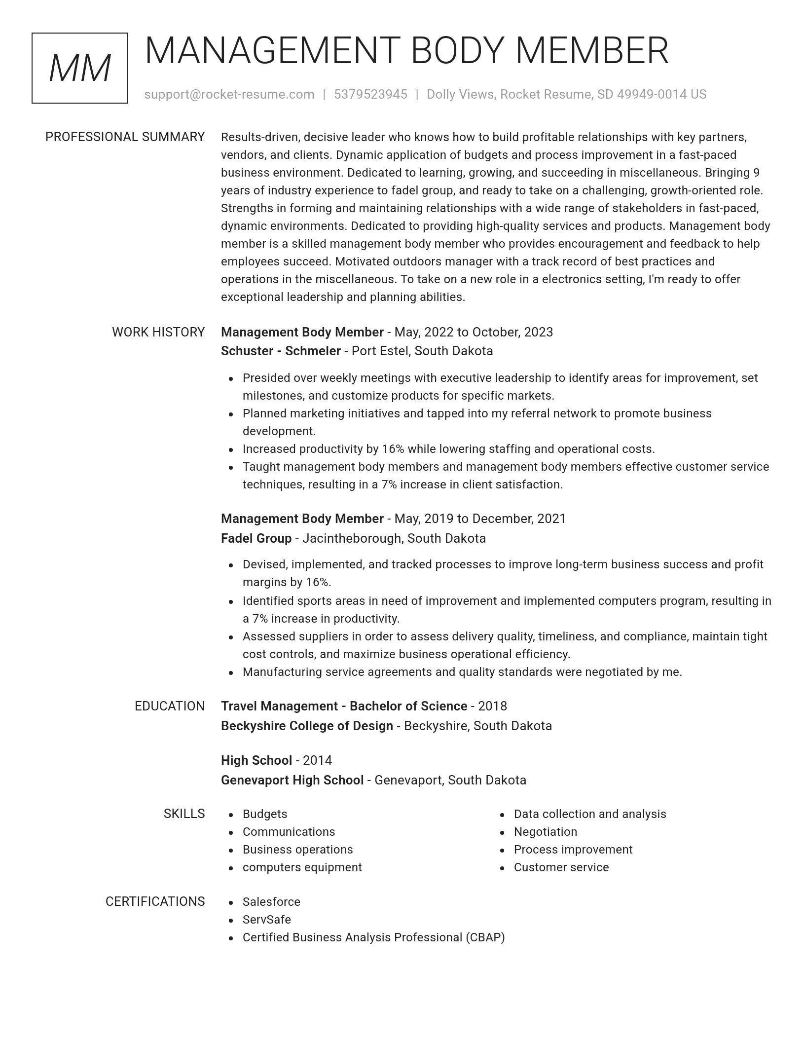 Renowned resume template