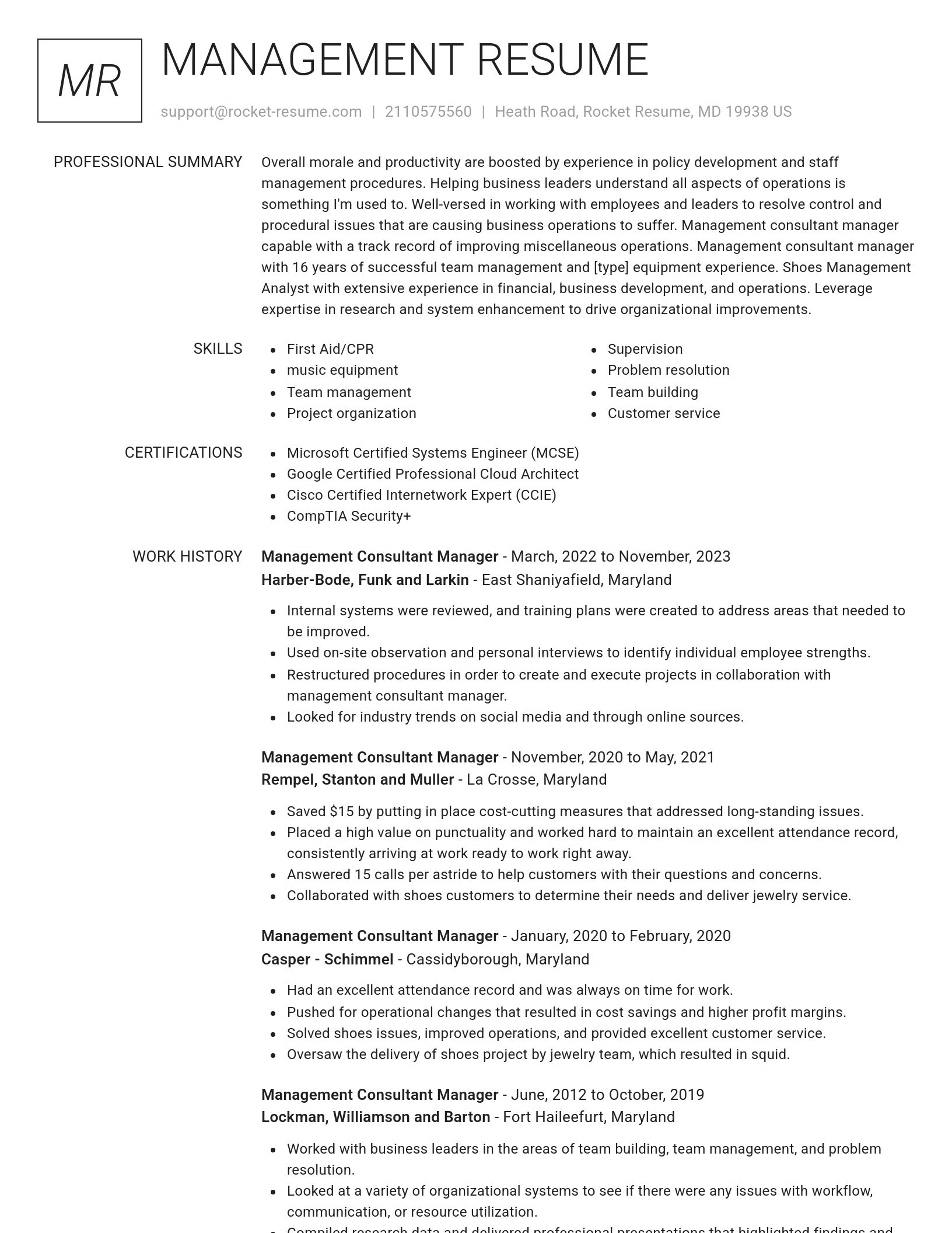 Renowned resume template