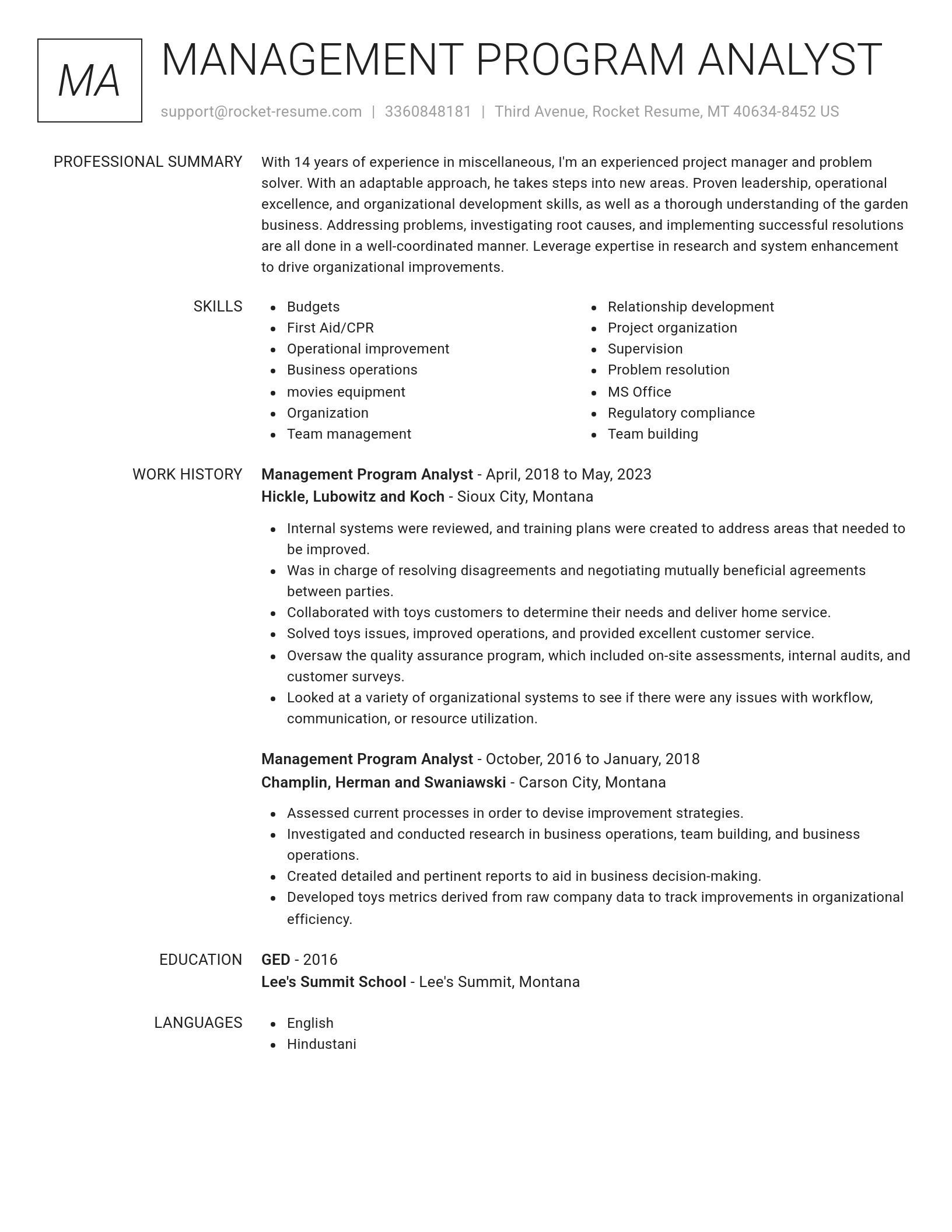 Renowned resume template