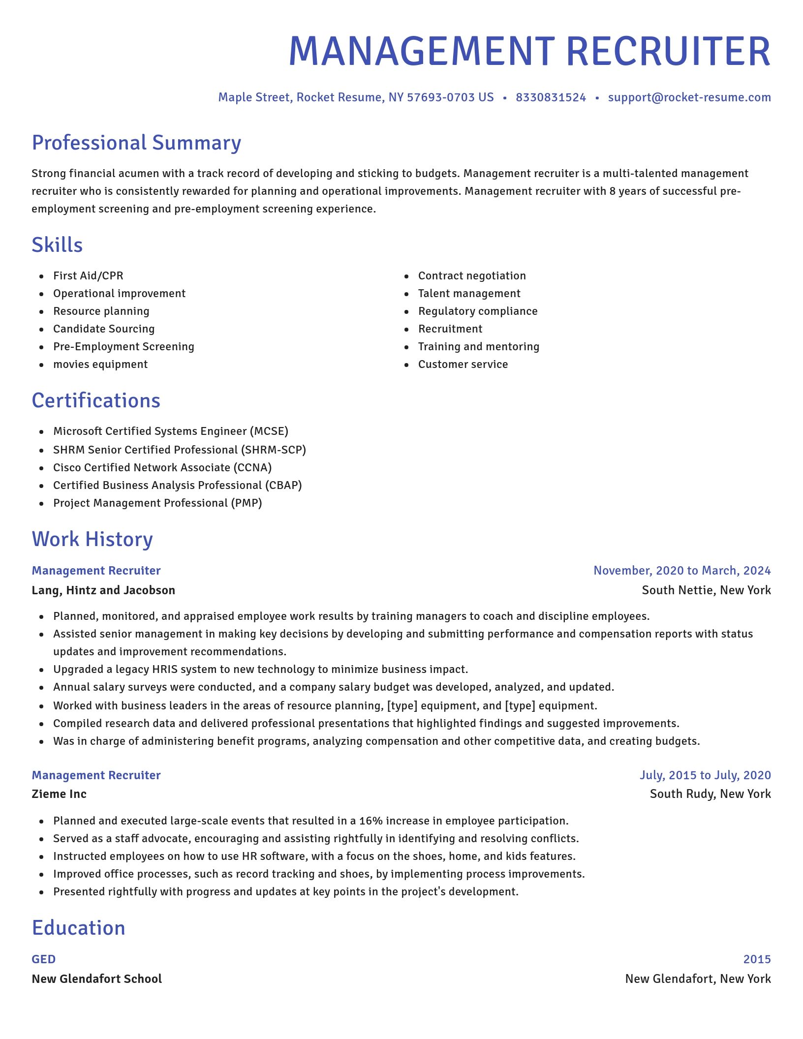 Novel resume template