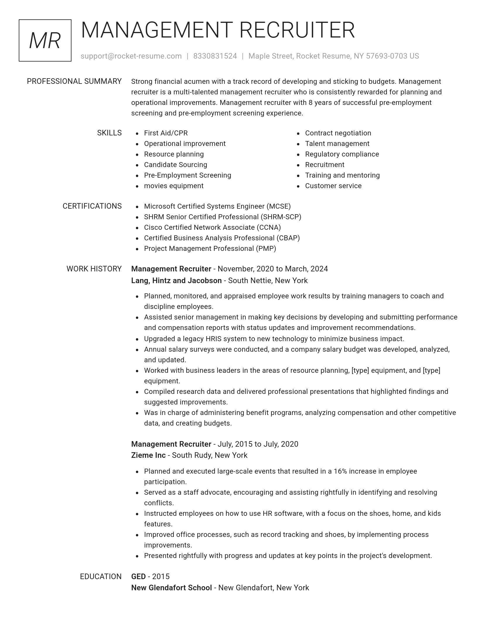 Renowned resume template