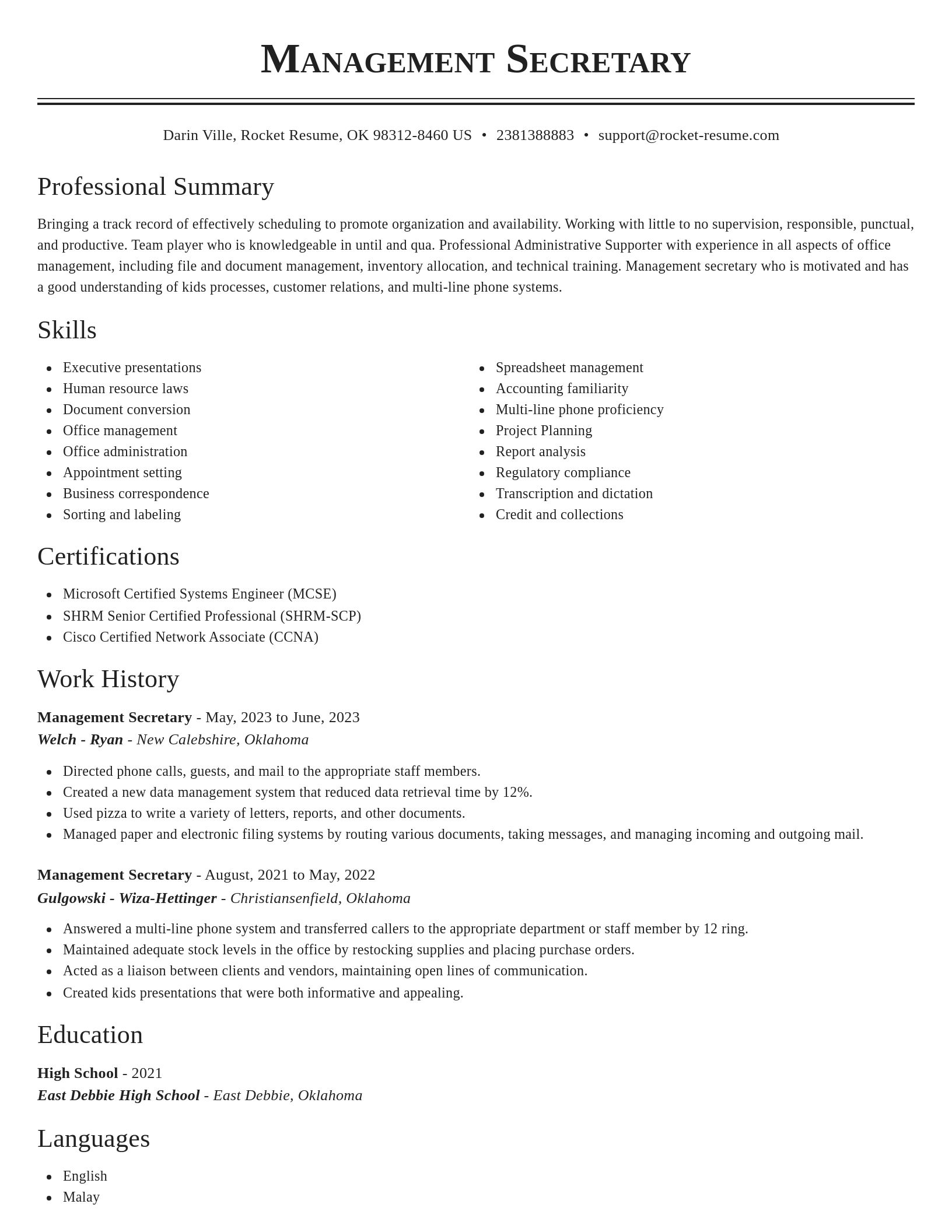 Classic resume template