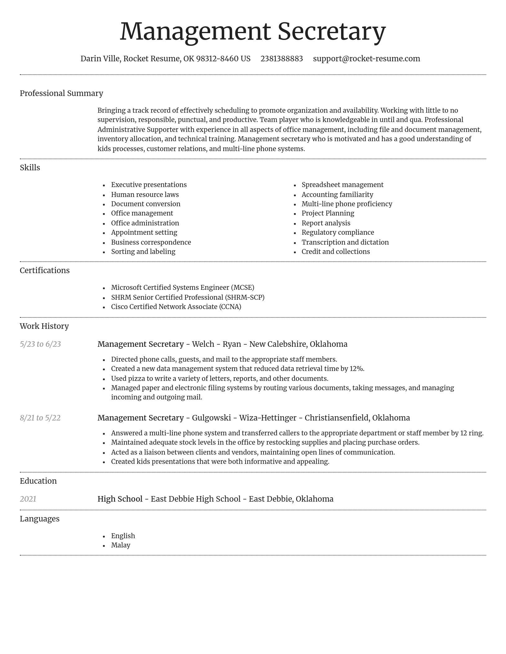 Dignified resume template