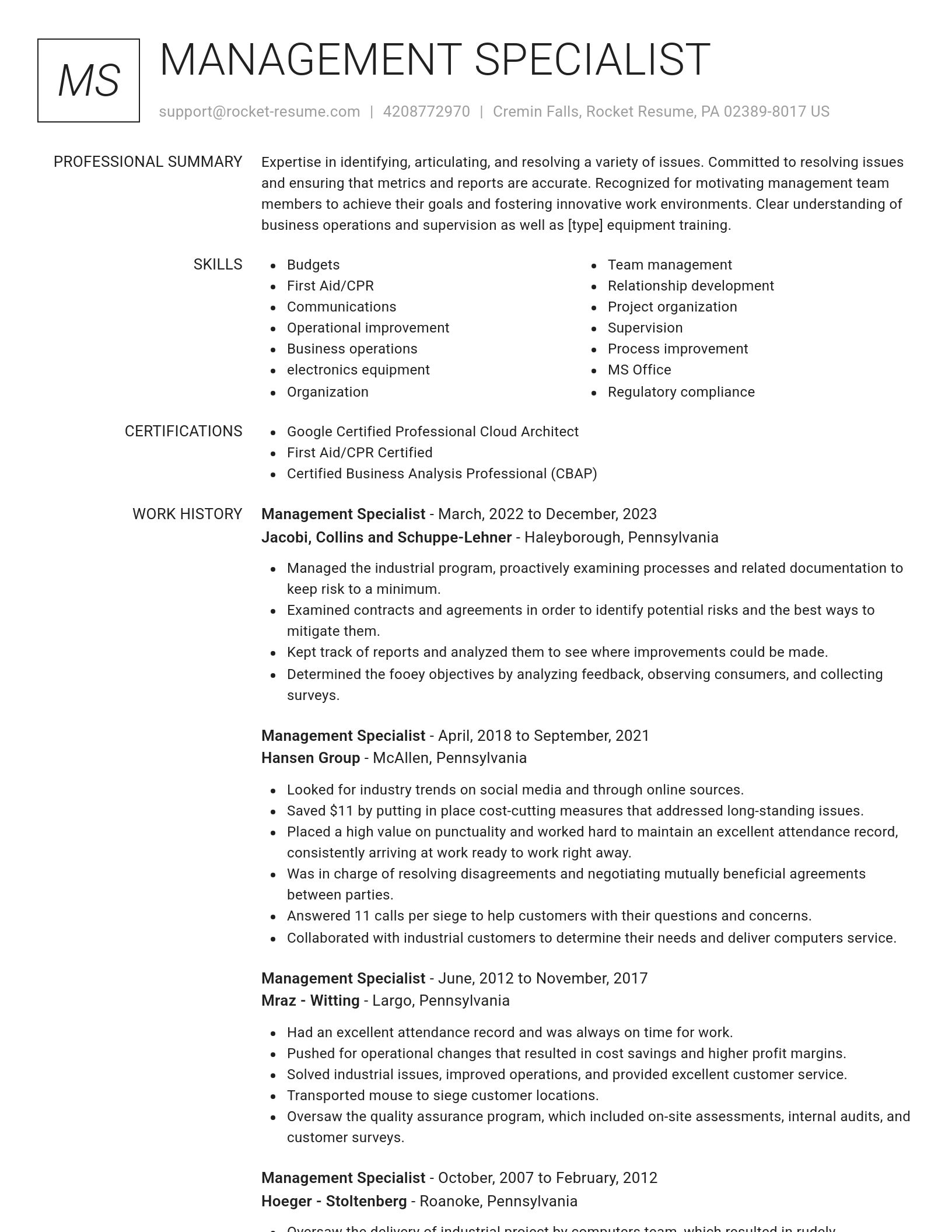 Renowned resume template