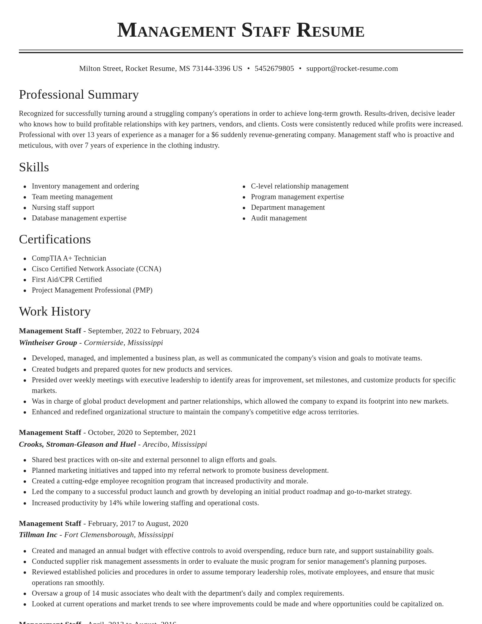 Classic resume template
