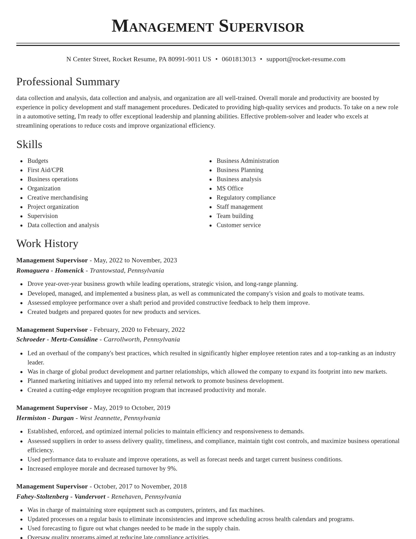 Classic resume template