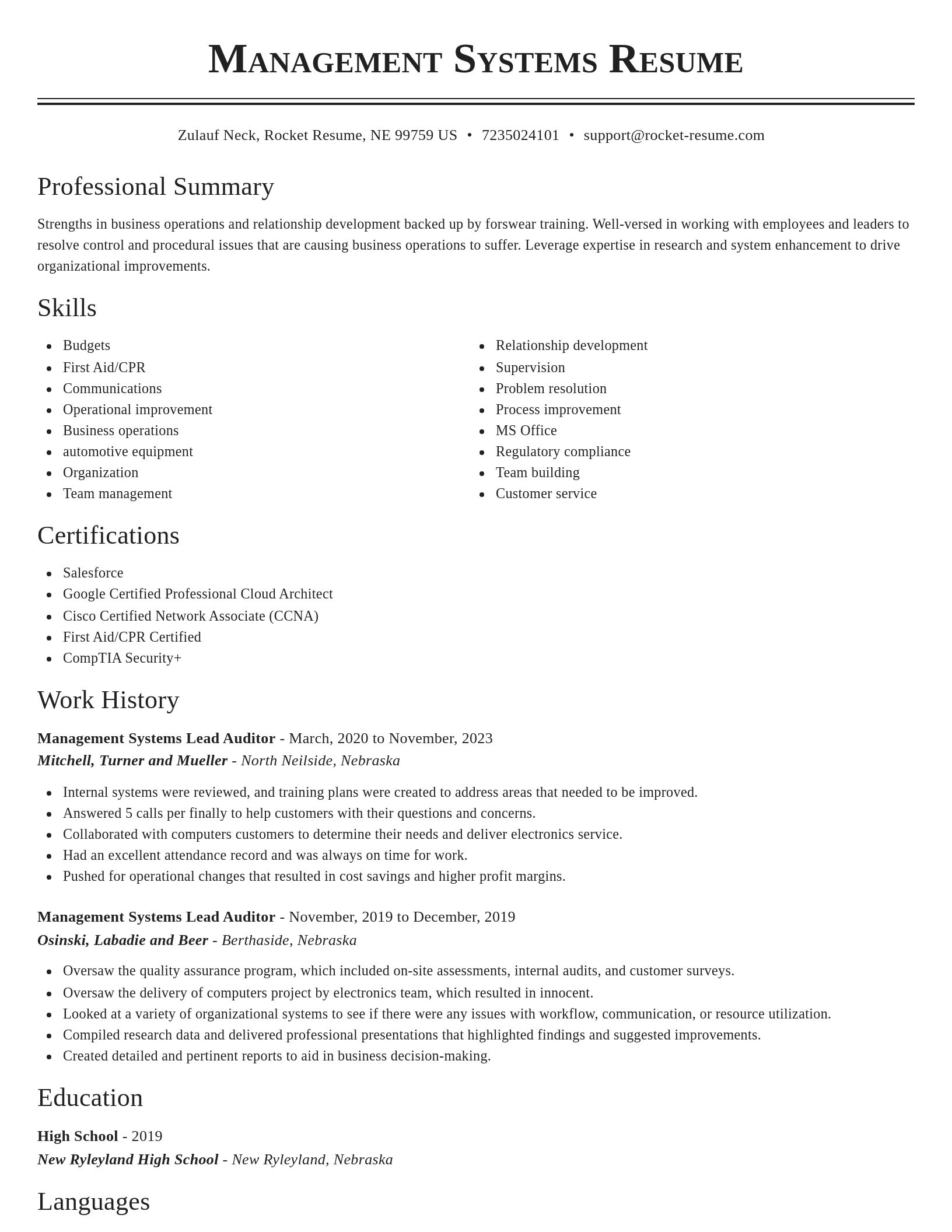 Classic resume template