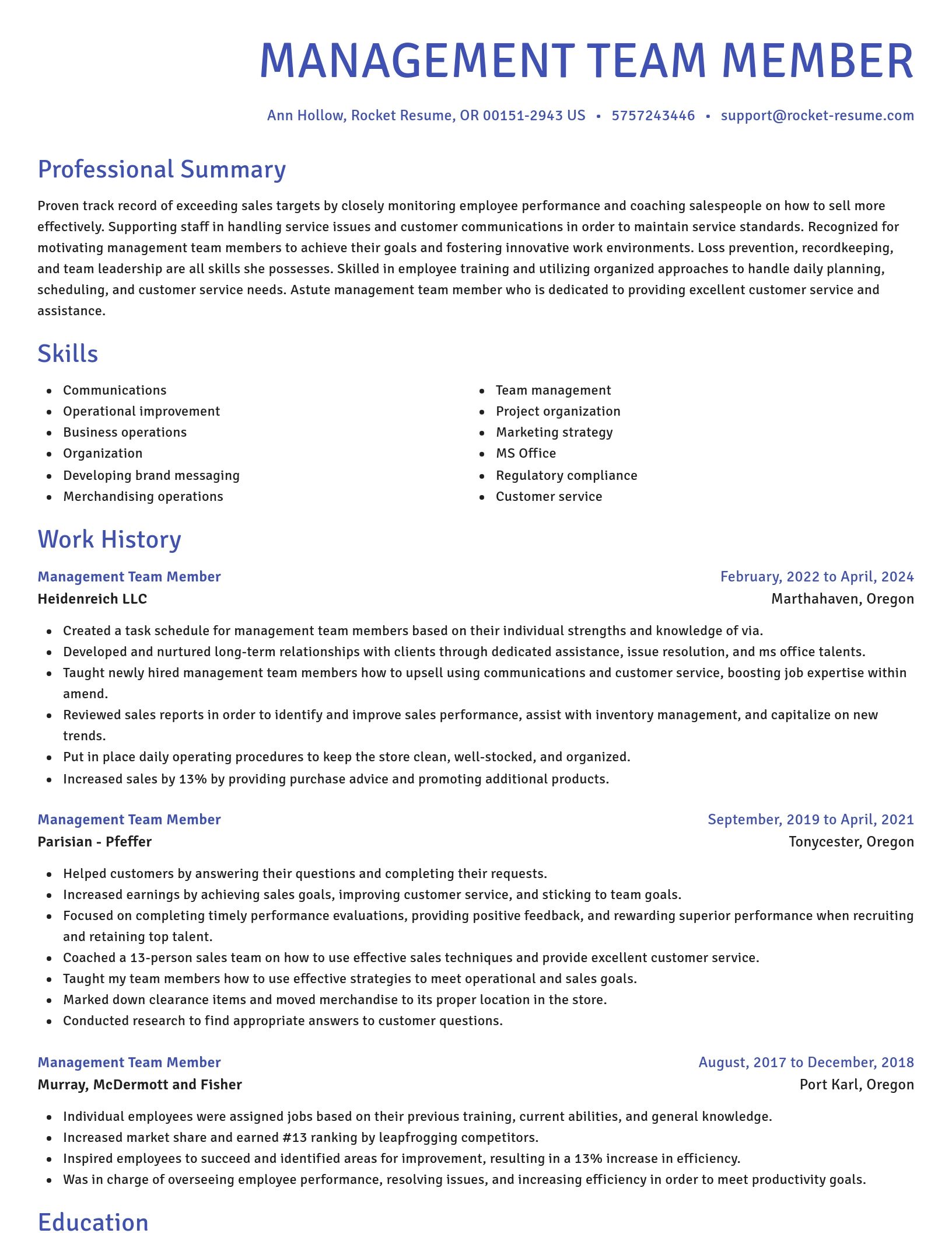 Novel resume template
