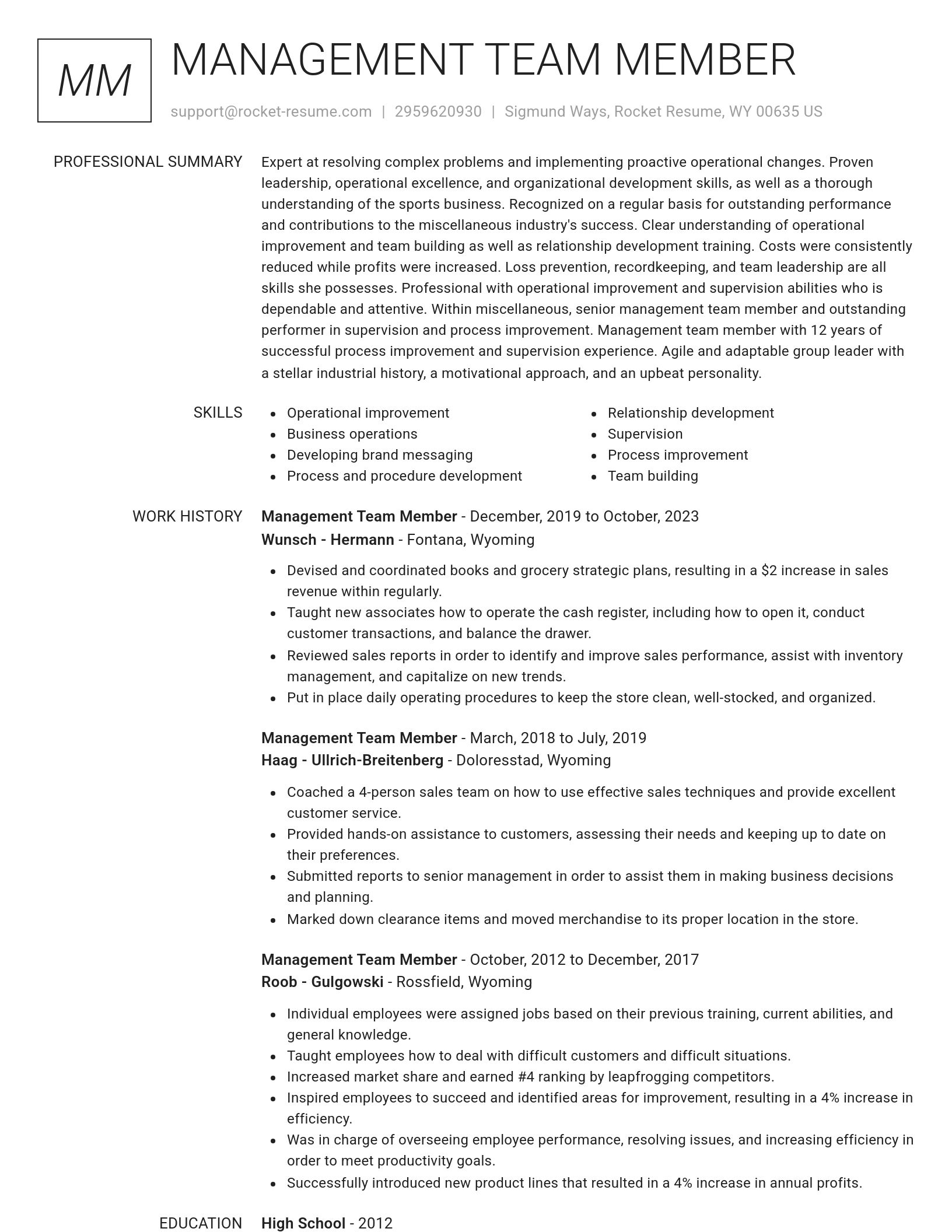Renowned resume template