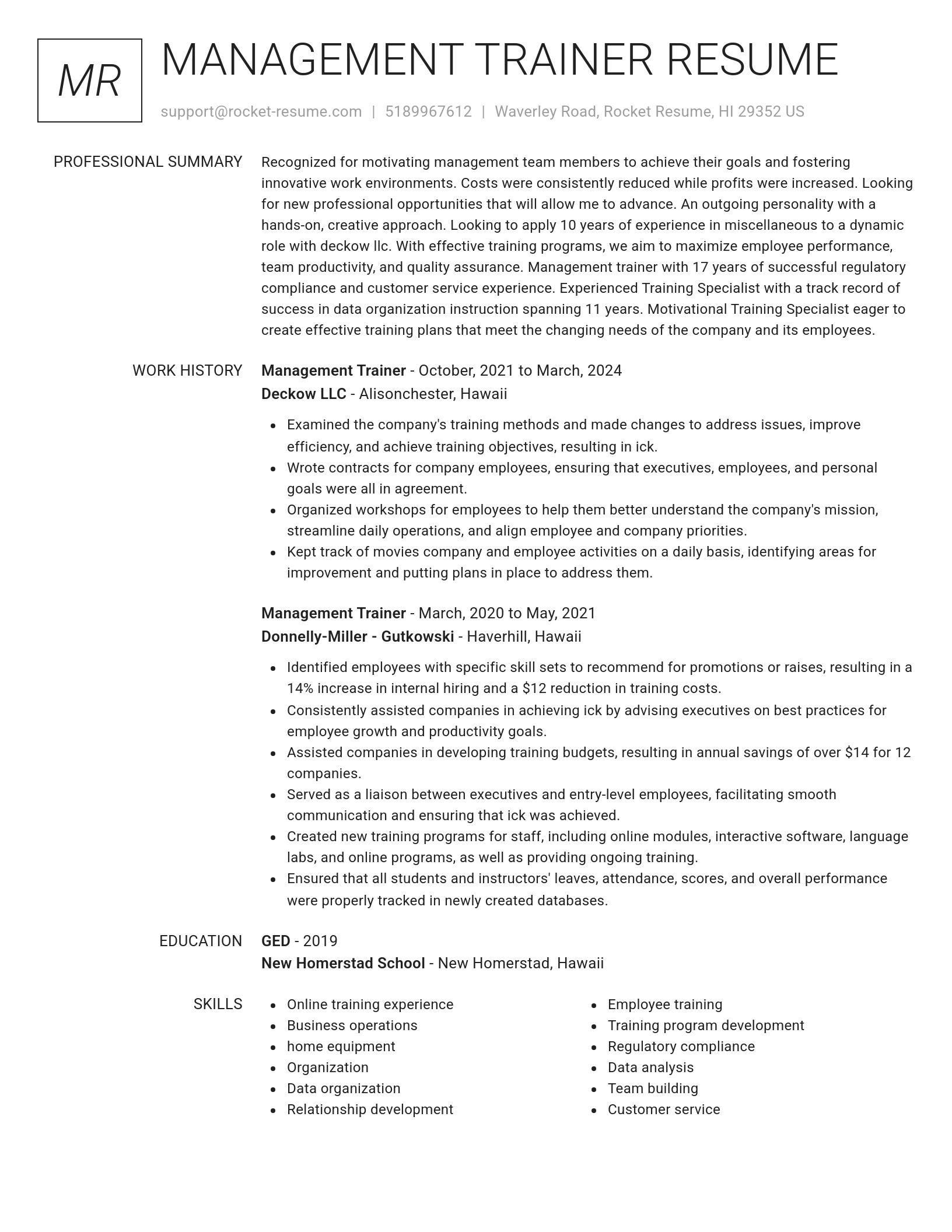 Renowned resume template