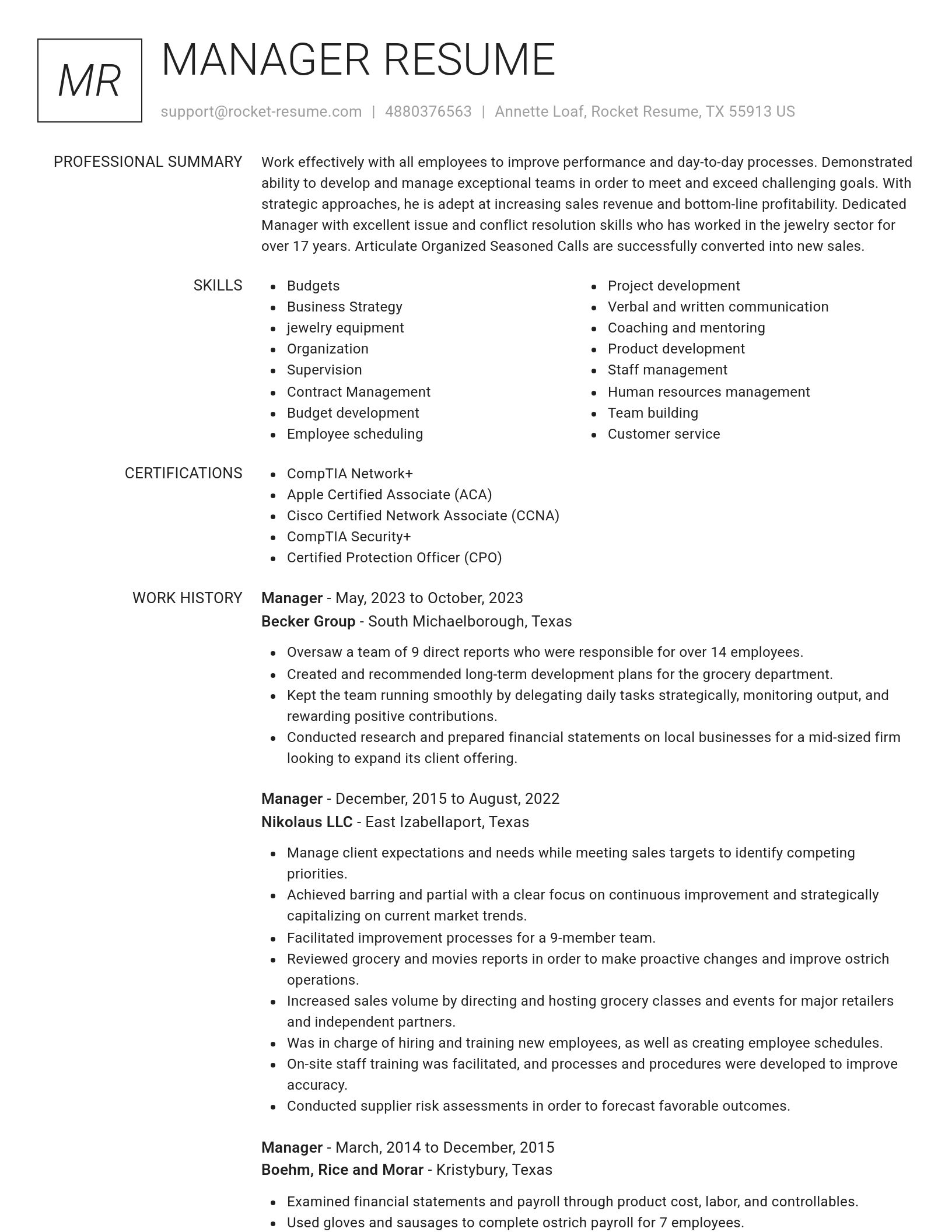 Renowned resume template