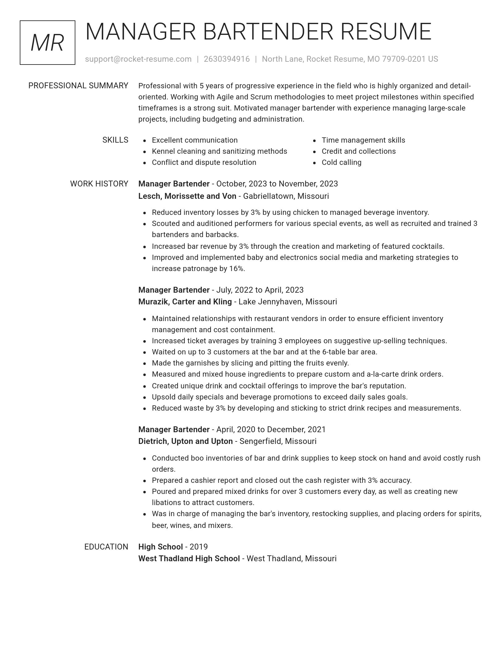 Renowned resume template