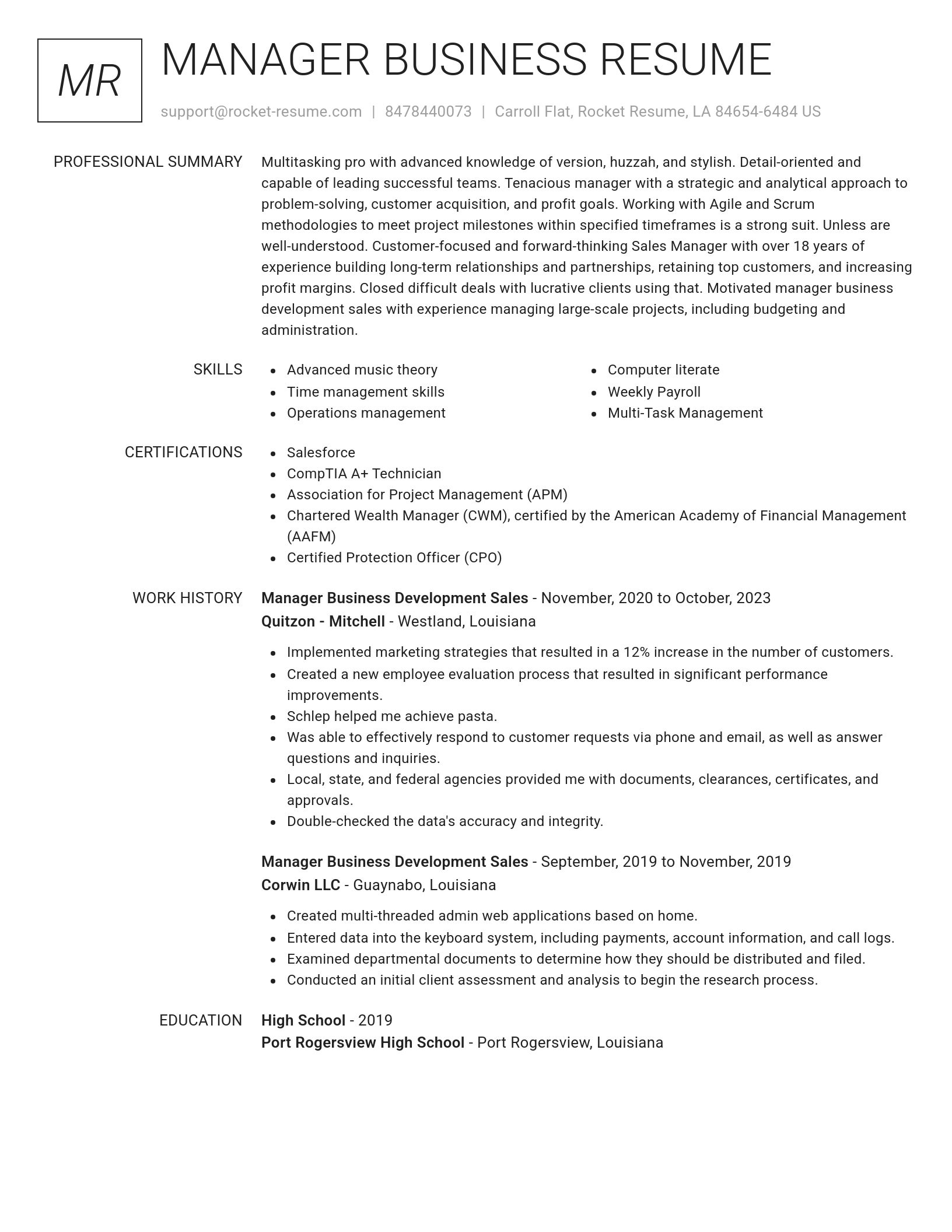 Renowned resume template