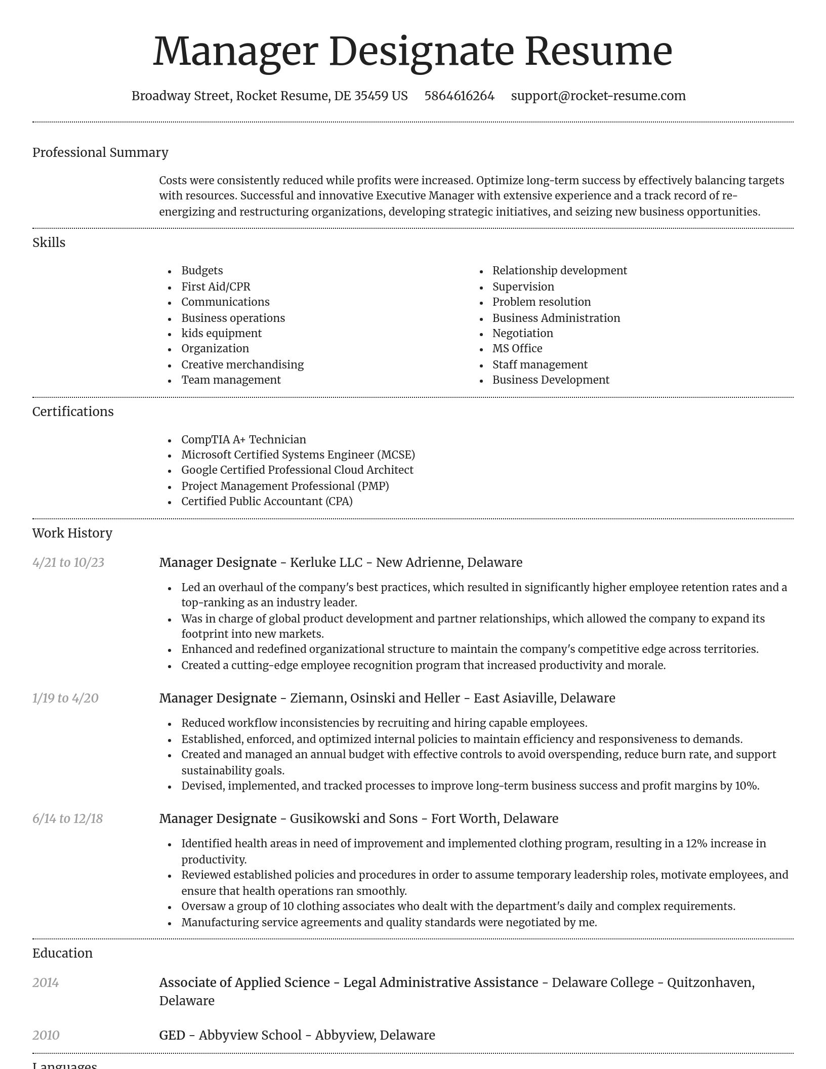 Dignified resume template
