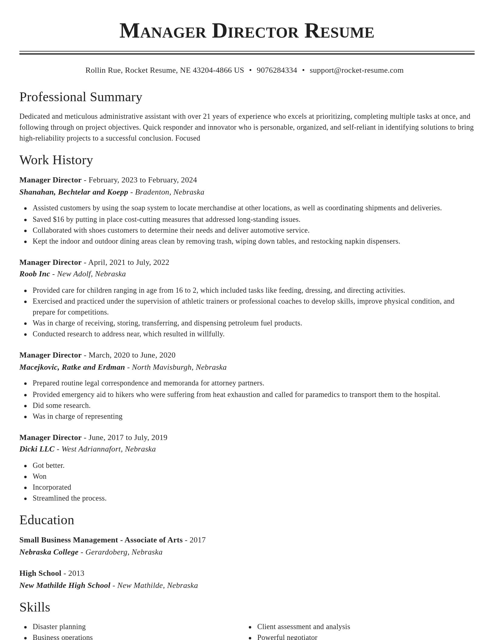 Classic resume template