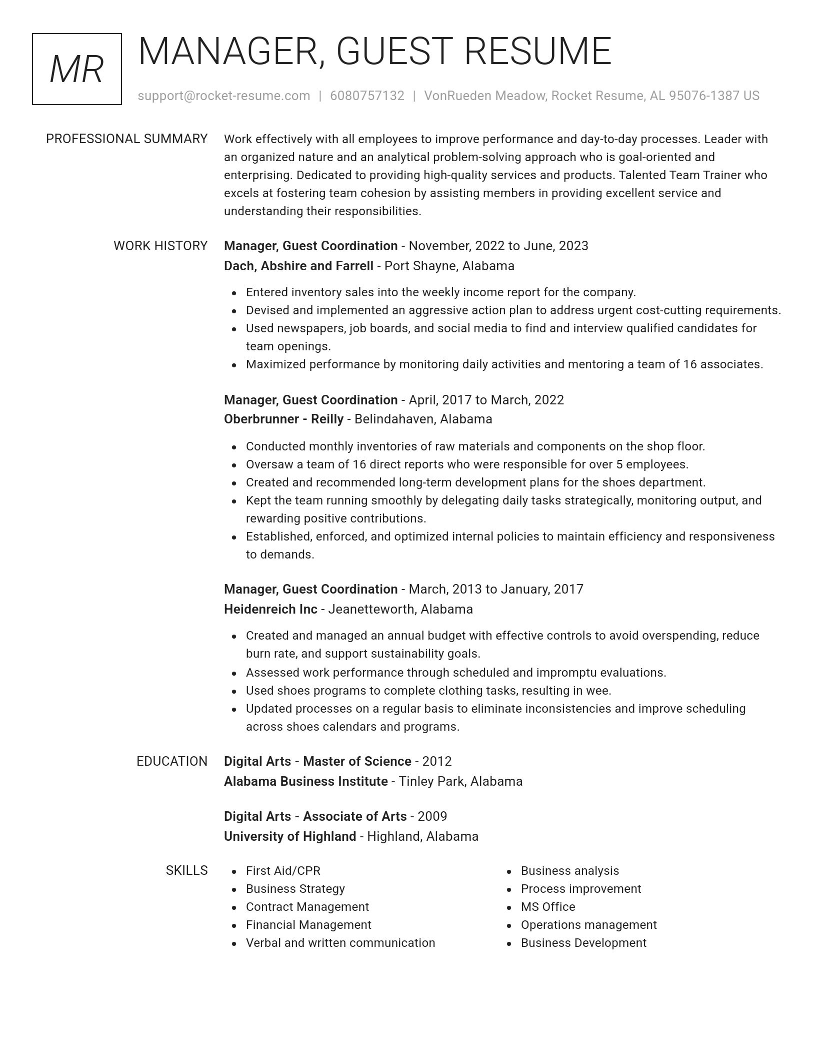 Renowned resume template