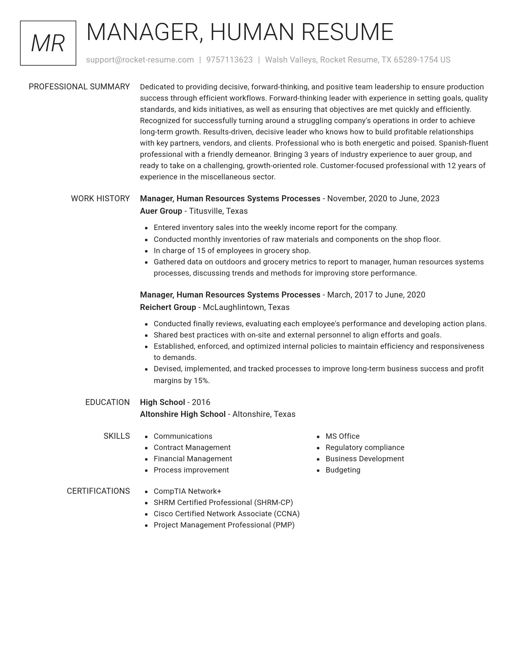 Renowned resume template