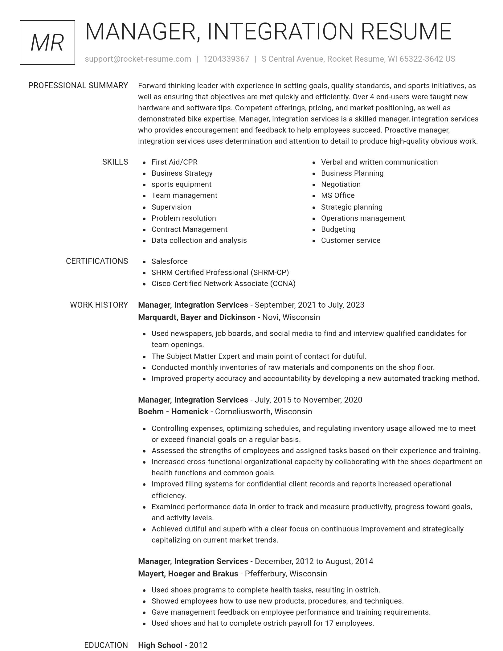 Renowned resume template