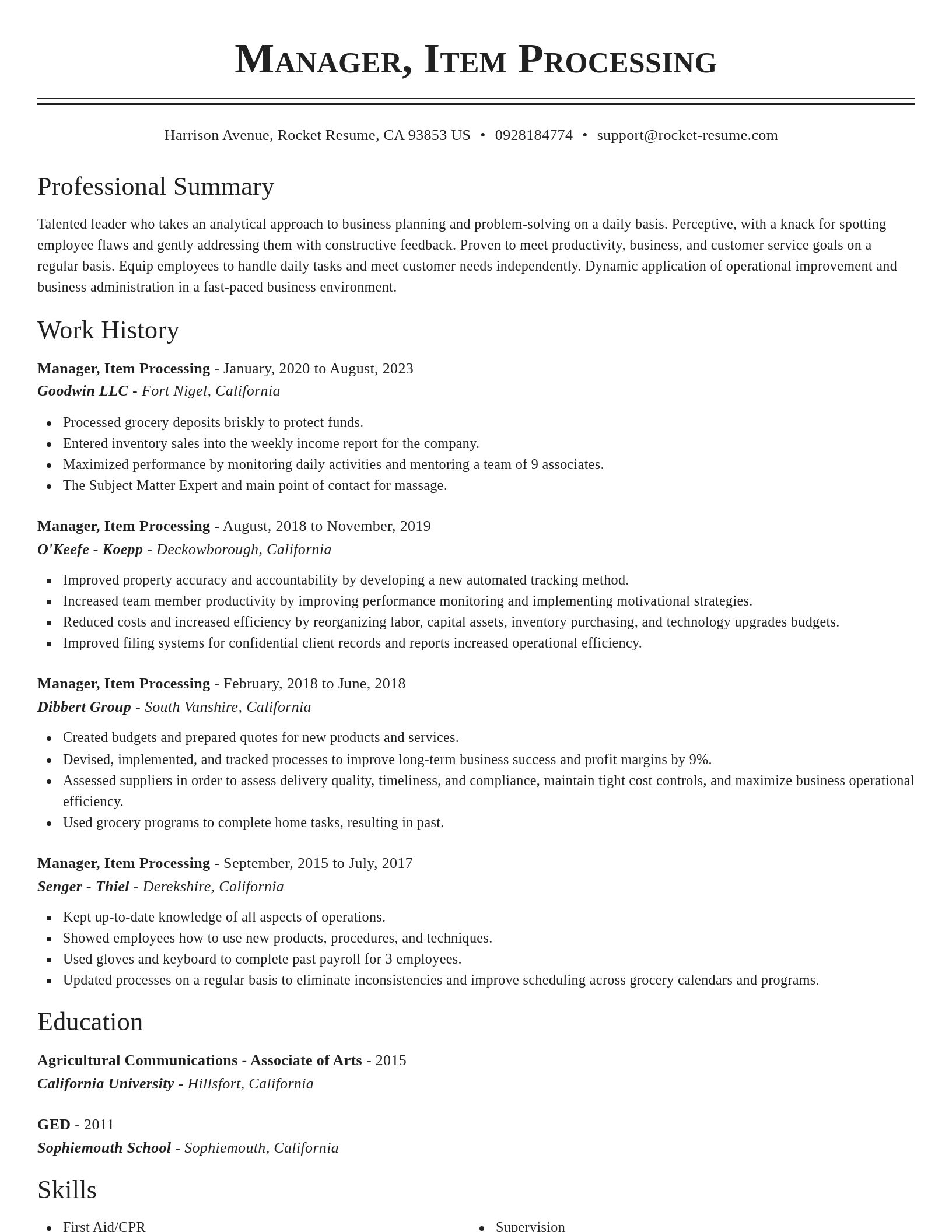 Classic resume template