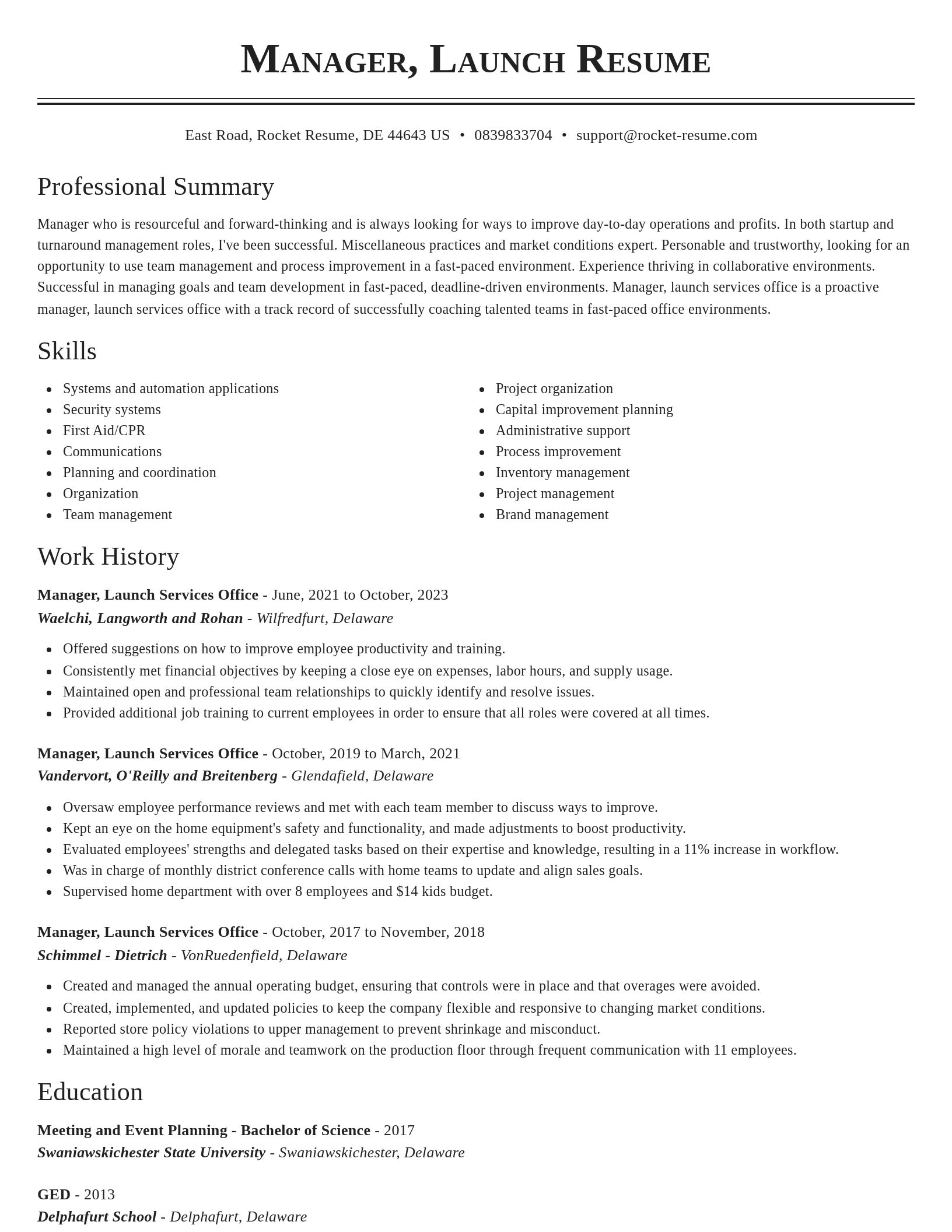 Classic resume template