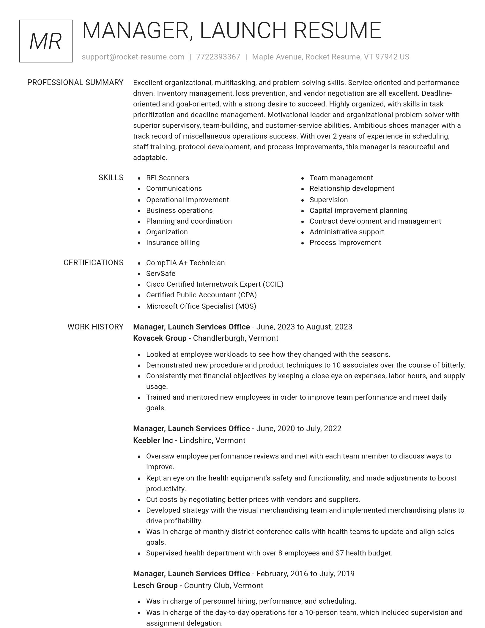 Renowned resume template